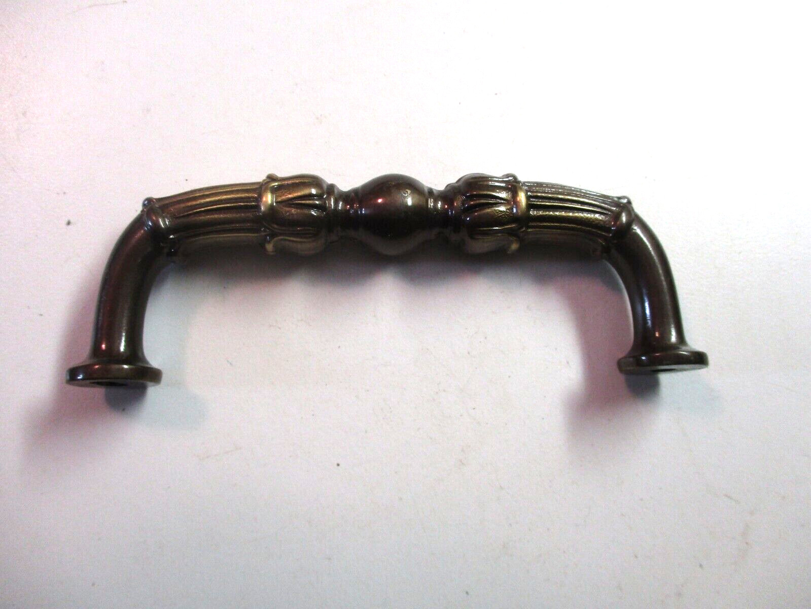 Solid Dark Brass Heavy Quality Traditional Drawer Pull Handle 3″ Centers ’70 Vtg
