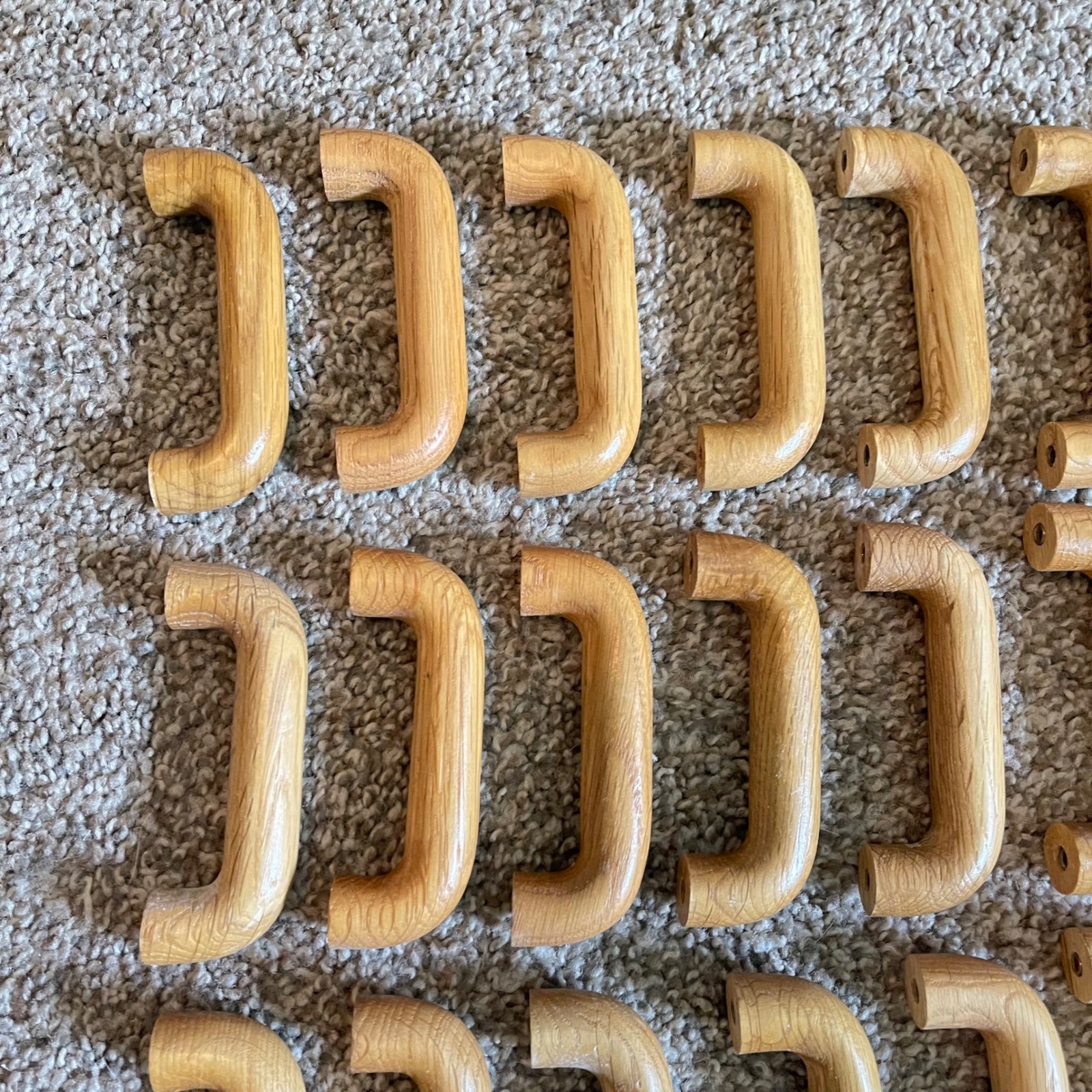 VTG Lot of 32 Wooden Drawer Handle Pull Tan Orange Color Cottage Natural Oak 3.5