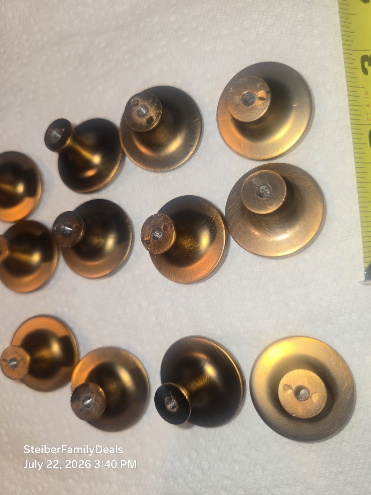 12 Antique Brass Knobs / Handle Pulls – Flower Pattern for Cabinets Drawers