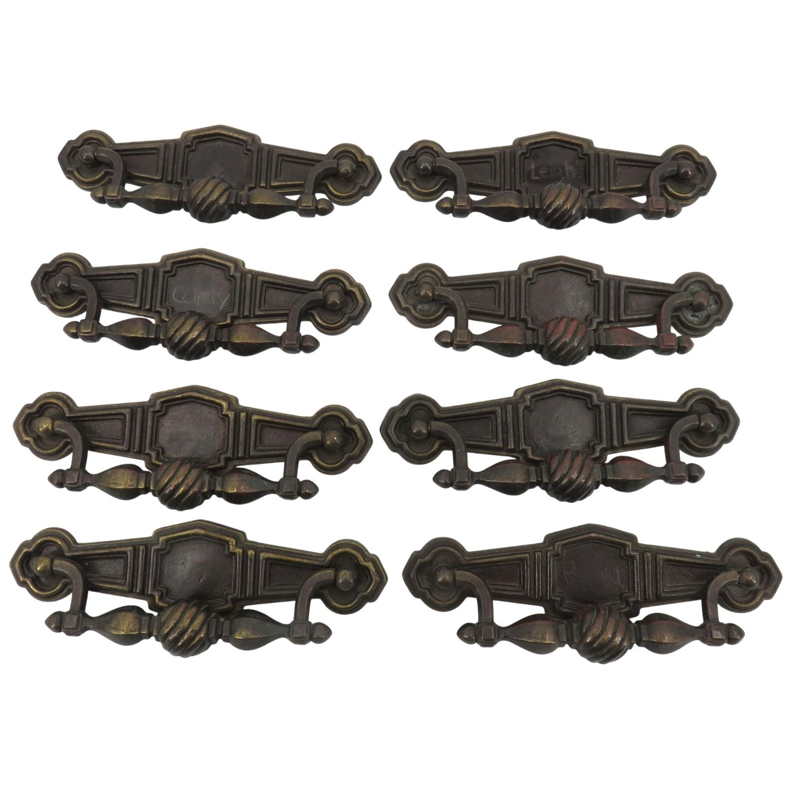 VTG Keeler Brass Co KBC Lot of 8 Metal Drawer Pull Swirl Ball N-3115 Colonial