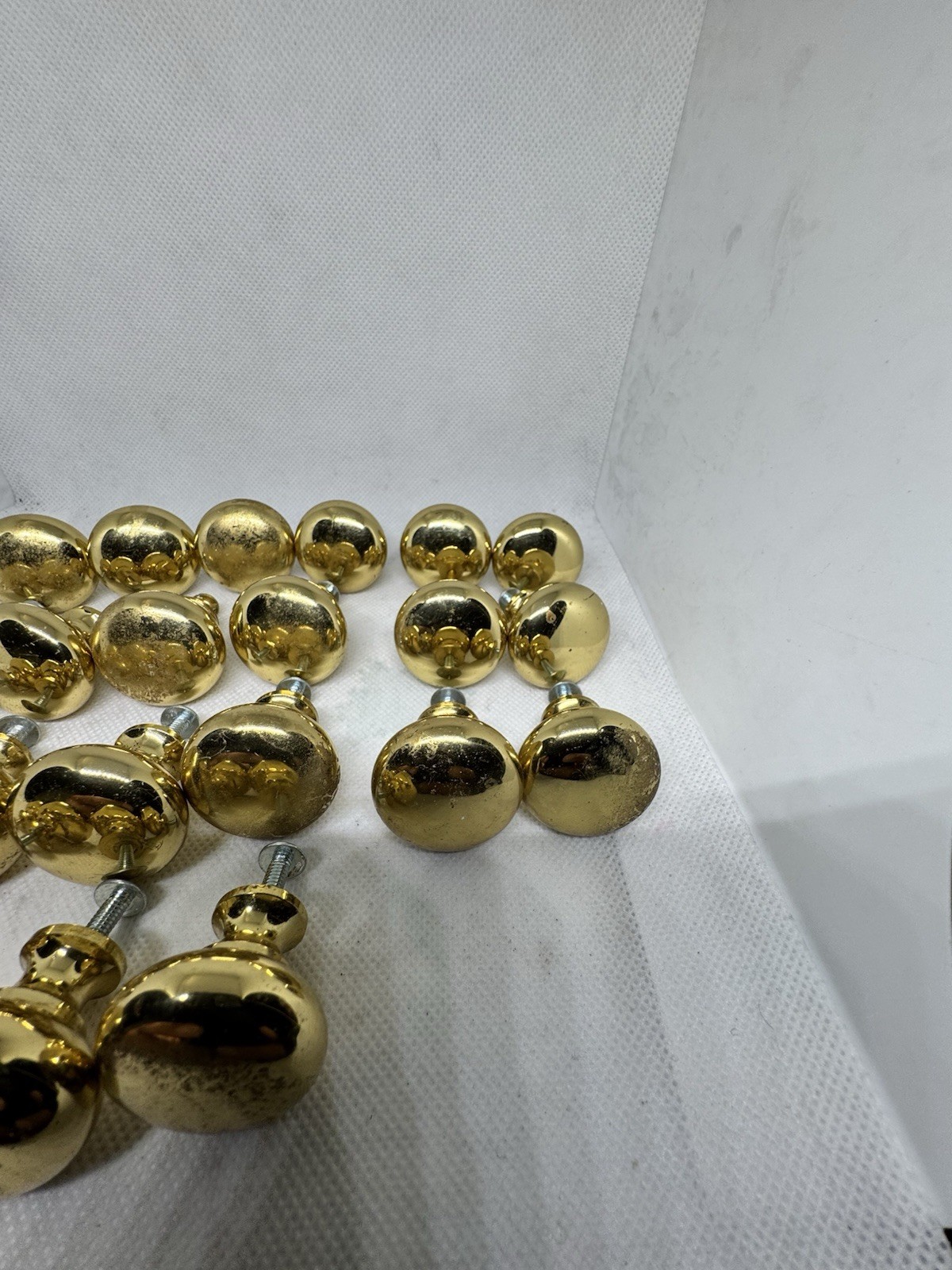 22 -matching vintage solid brass round drawer cabinet knobs pulls 1”x1”