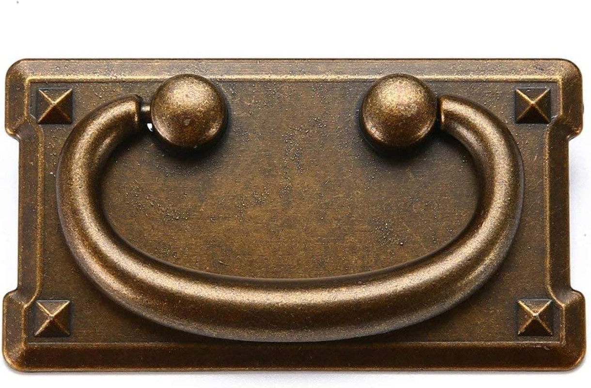 2Pcs Antique Bronze Ring Pull Handles Knobs Hardware for Dresser Cabinet Yellow