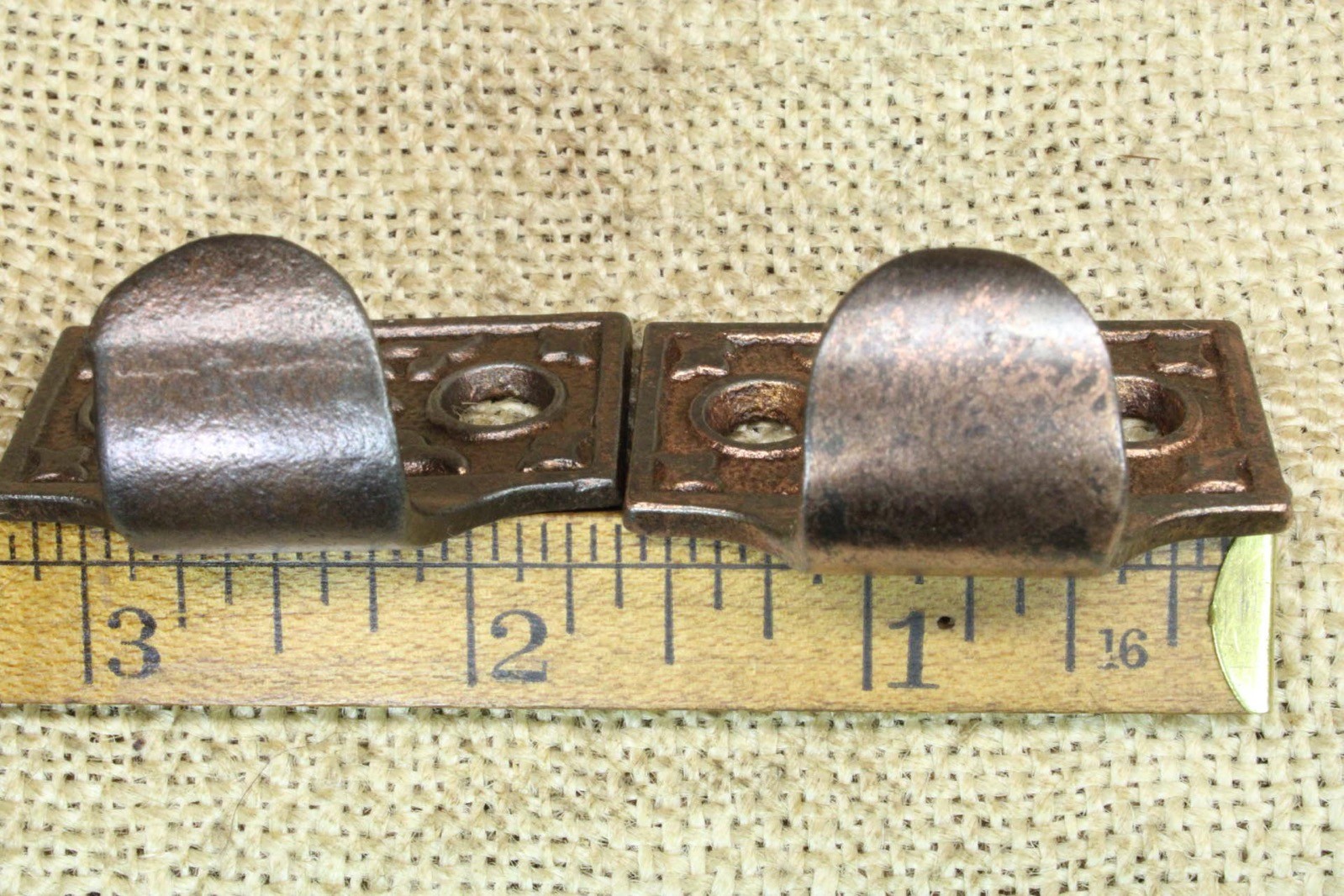 2 Old Window Sash Lifts Pulls Cast Iron Dark Copper Bronze Finish X Ferns Scroll