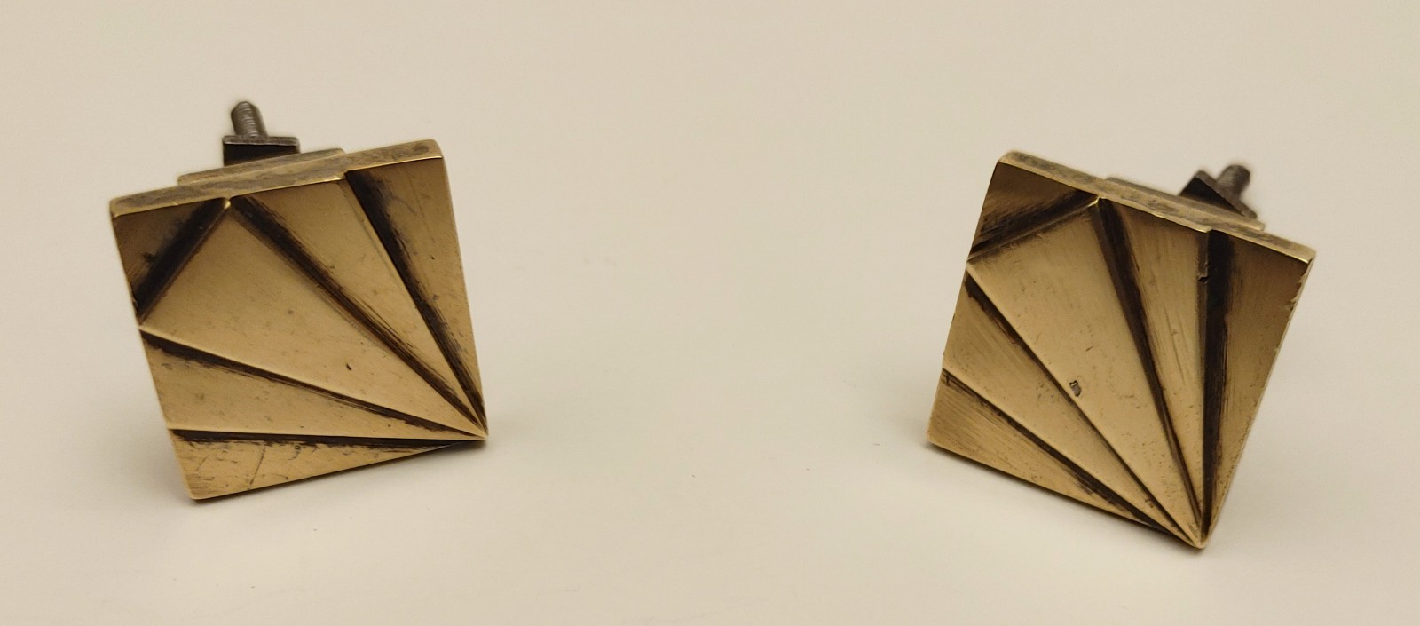 Antique Art Deco Brass Knob Drawer Pull Handle Pulls Knobs Handles Geometric