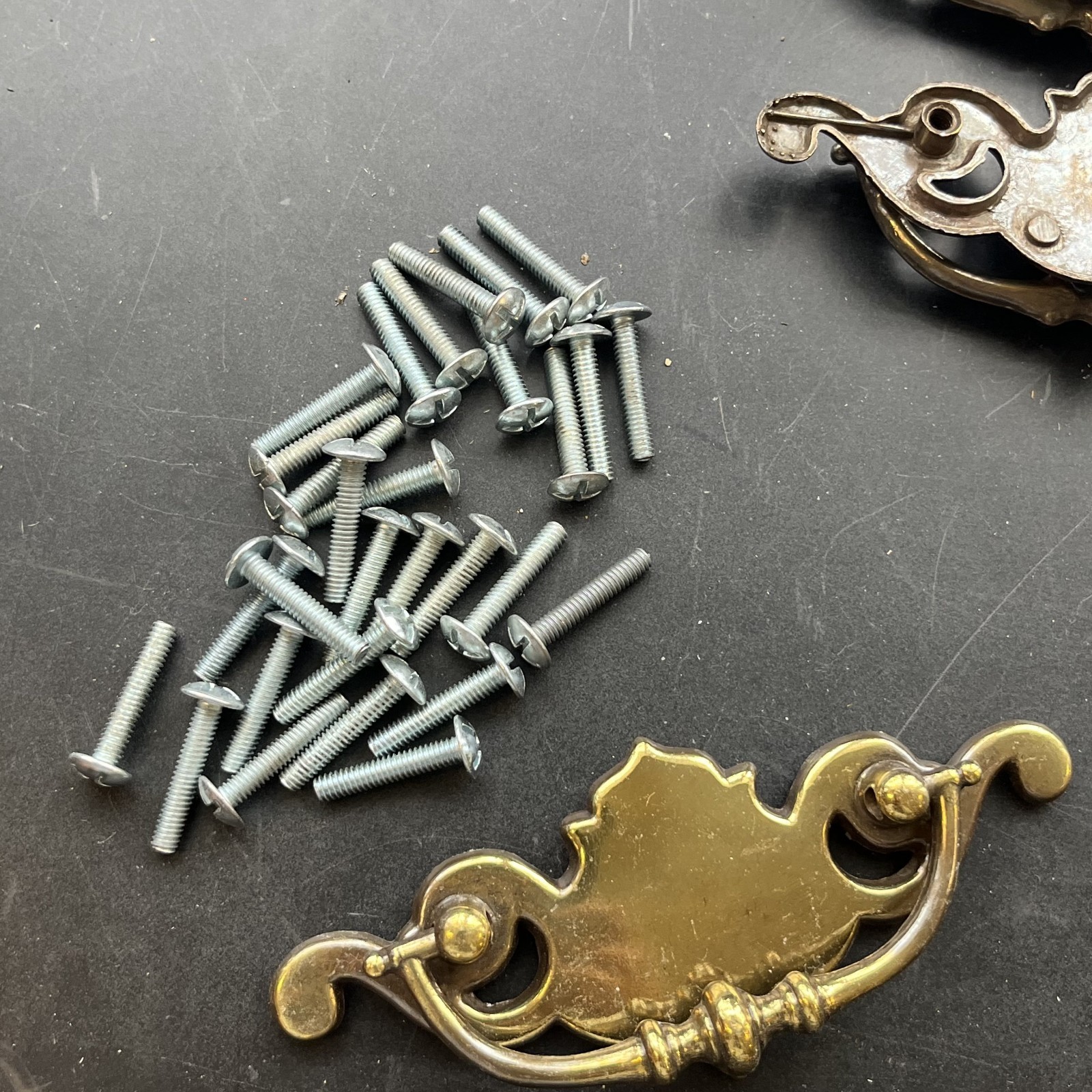 Lot of 12 Chippendale Batwing Brass Drawer Pulls with Handles Attached Salvaged