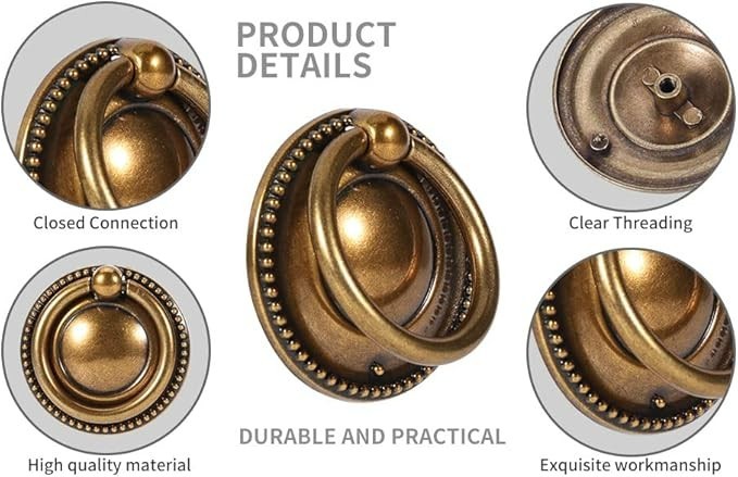 Skohom 2 inch- 8 Pack Antique Brass Ring pulls,