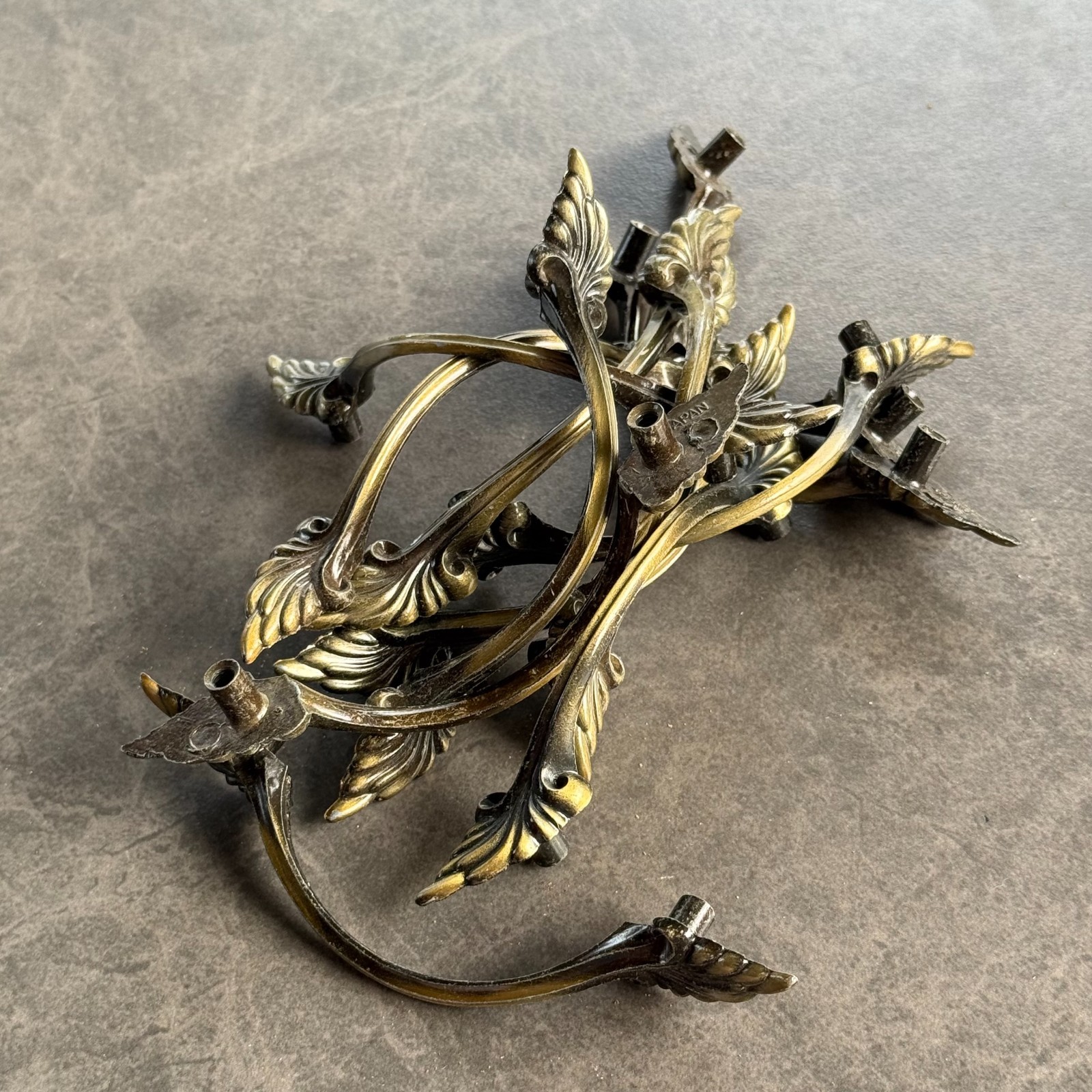 Brass Drawer Handle Pulls, Vintage Japan Art Nouveau Style – Set of 12