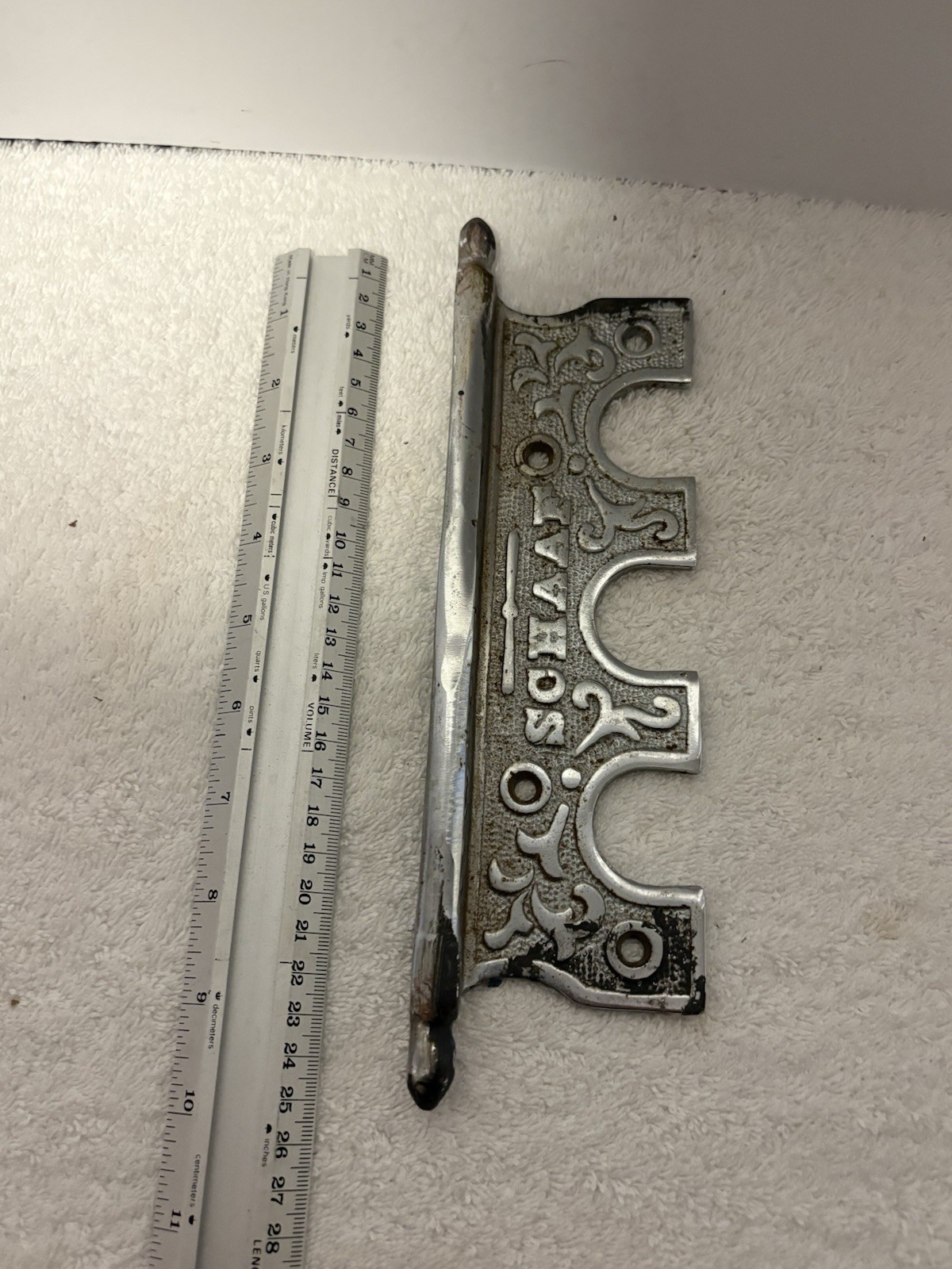 S. O. HAAK Antique Original 1900s Silver Metal Scroll Bail Drawer Pull Rusted