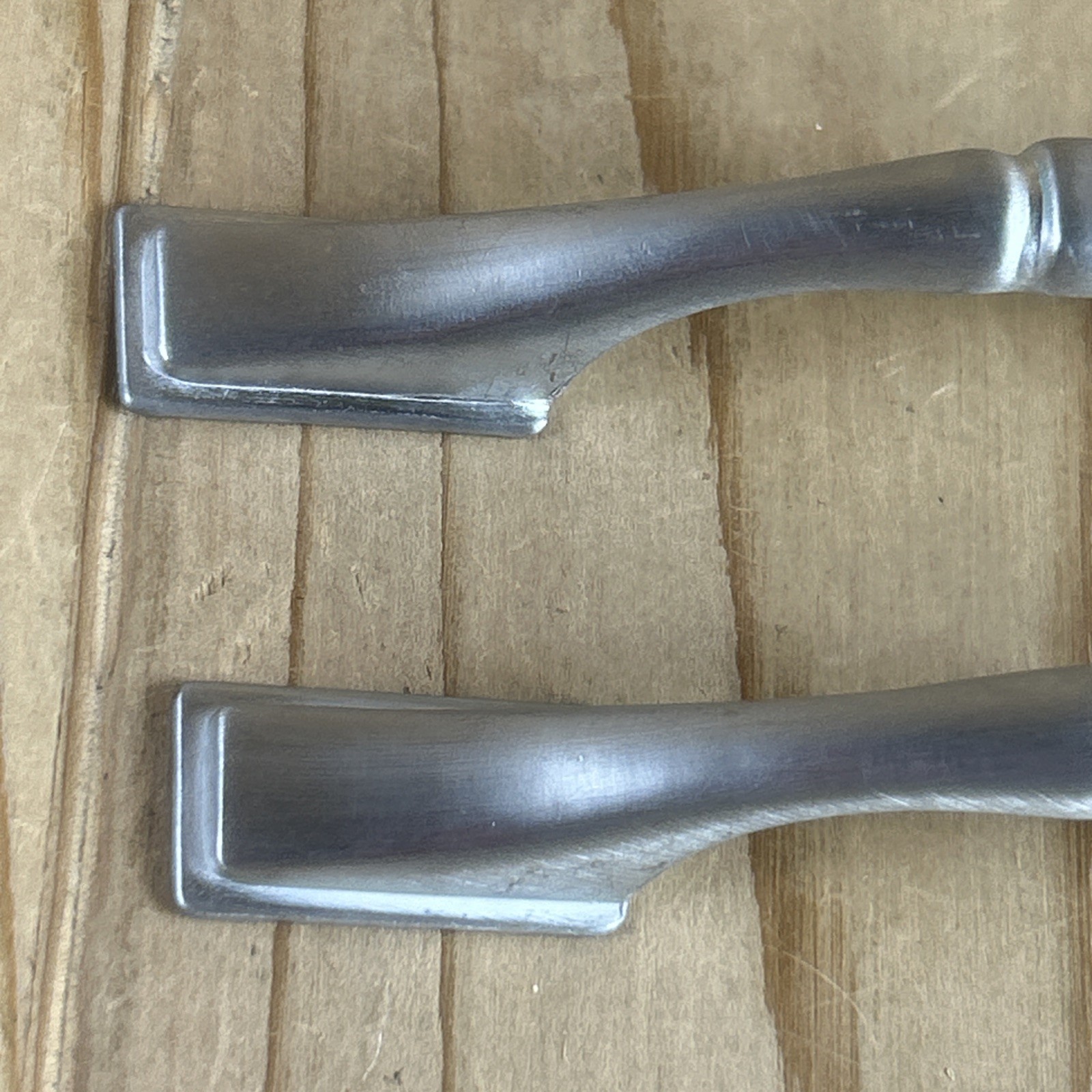 Vintage Drawer Pulls Set of 2 Brushed Nickel Ribbed Center 5” With Screws