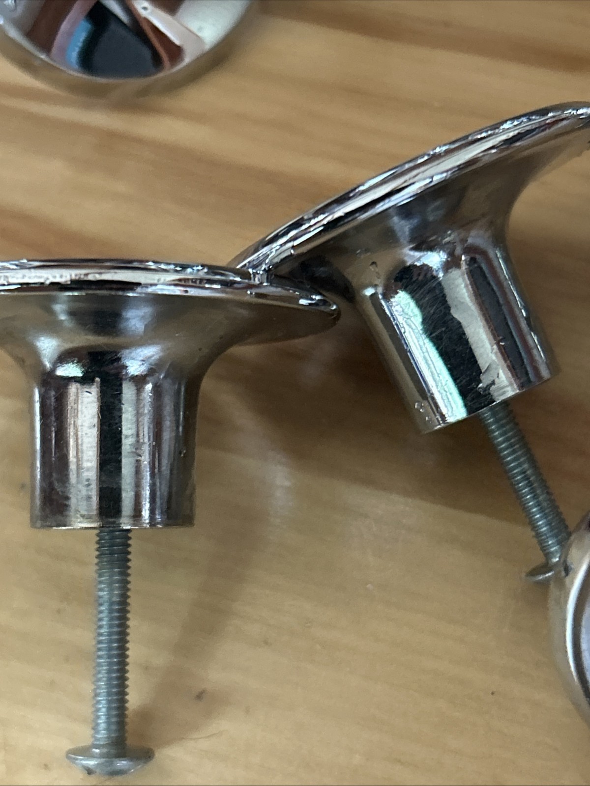42 Vintage 1960s AJAX Chrome Beveled Concave 2″ Round MCM Pull Knobs