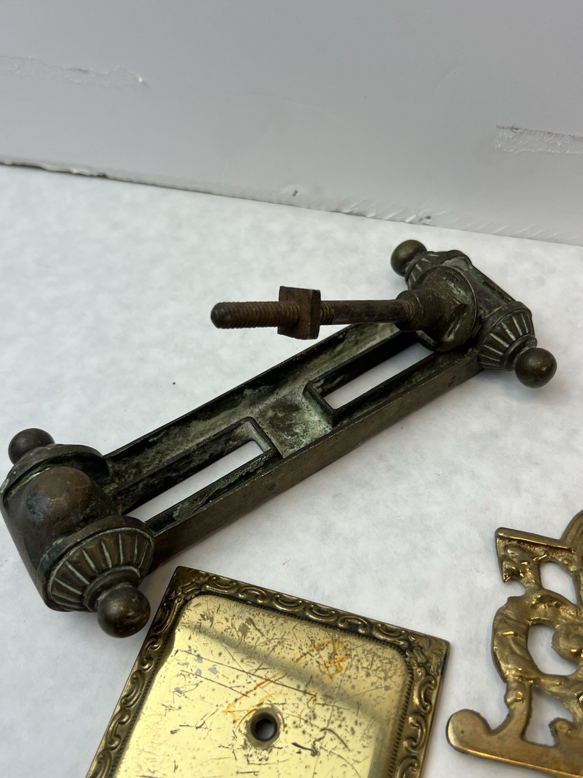JUNK LOT of Antique Salvaged Brass Drawer Pull knobs – Steampunk art ideas!