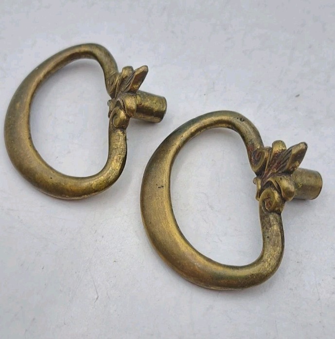 Antique Ring Drawer Pulls Door Dresser Cabinet Old Vintage Brass Hardware