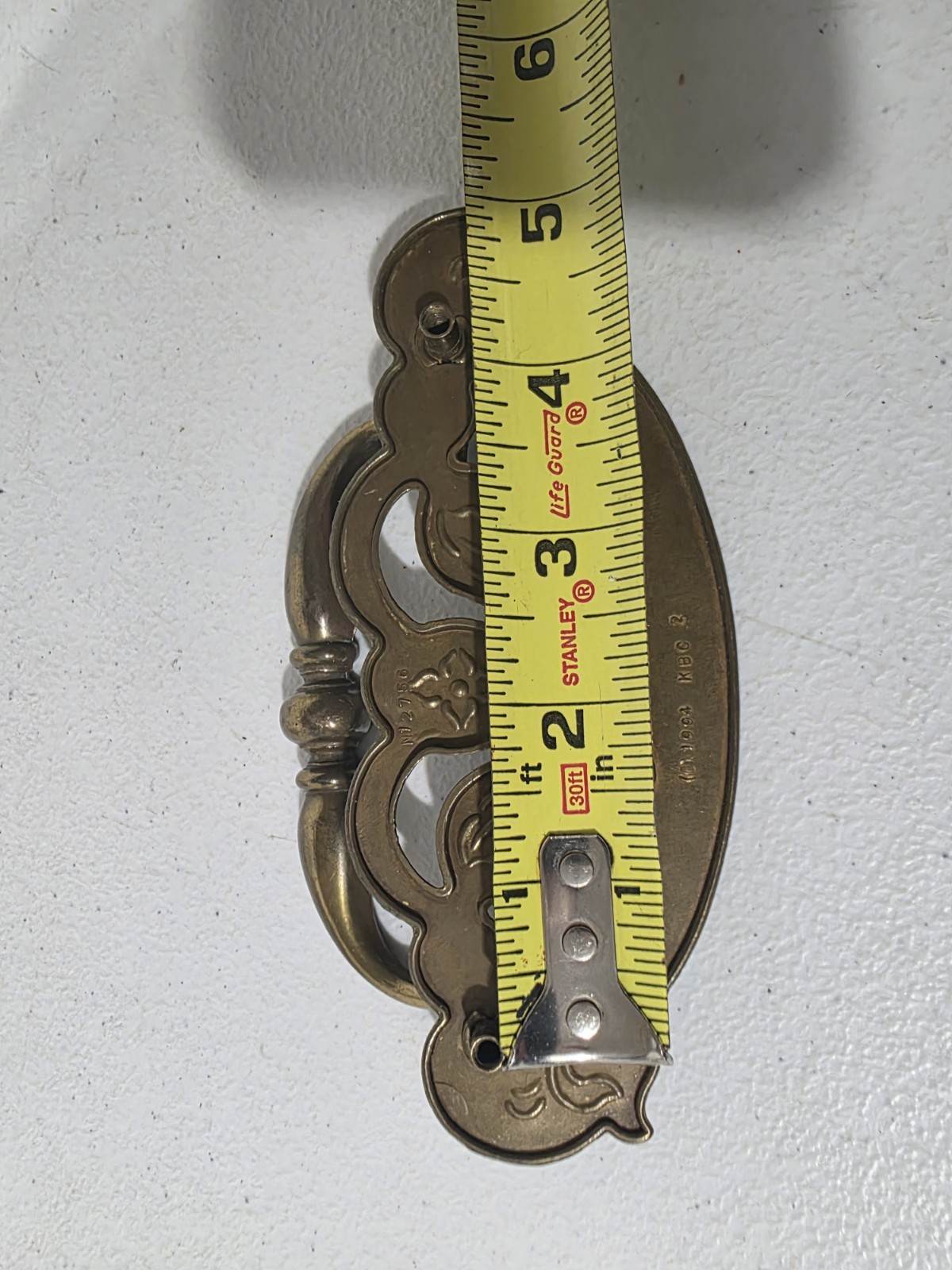 Vintage Brass Ornate Drawer Pull Bail Handle 6” Single With Screws