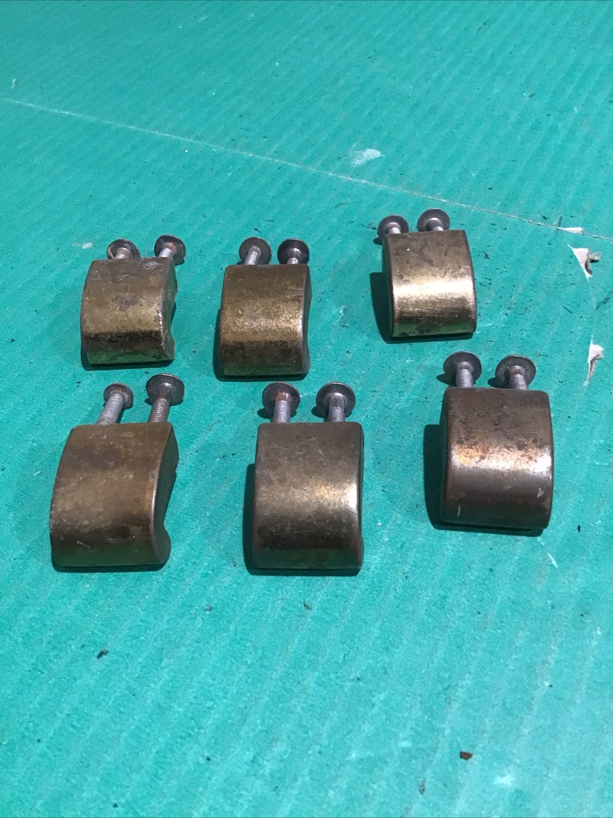 6 Pcs MCM Vintage Keeler Brass K-7888 Ring Finger Pulls Handles Cabinet Drawer