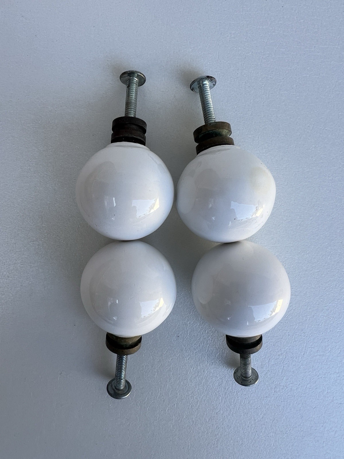 4pc MidCentury Genuine Kipp Stewart Drexel Declaration 1″ Knobs Pulls Porcelain