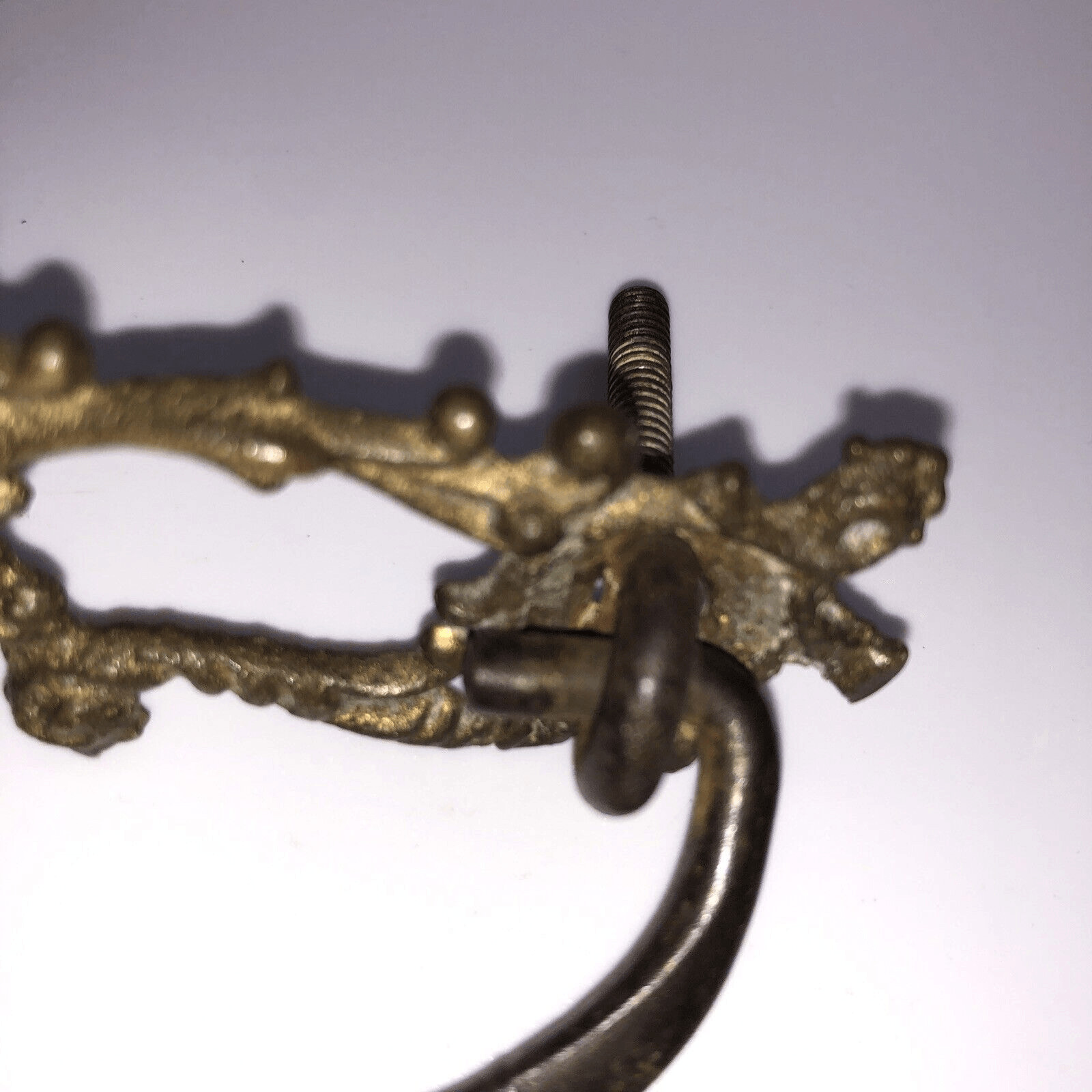 Vintage Ornate Brass Drawer Pull Bail Drop Hardware Furniture Restoration