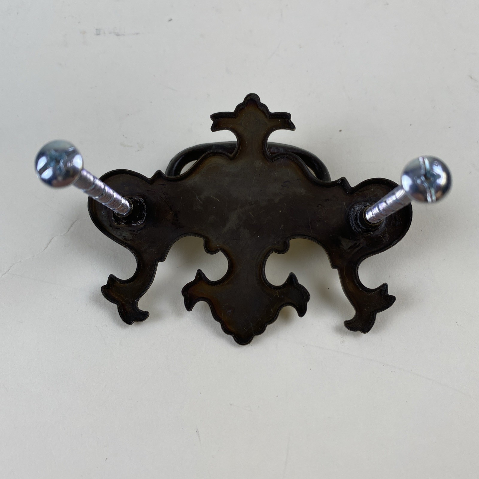 Vintage Bat Wing Drawer Drop Bail Pull Handle Brass Plate 2.5” Center to Center
