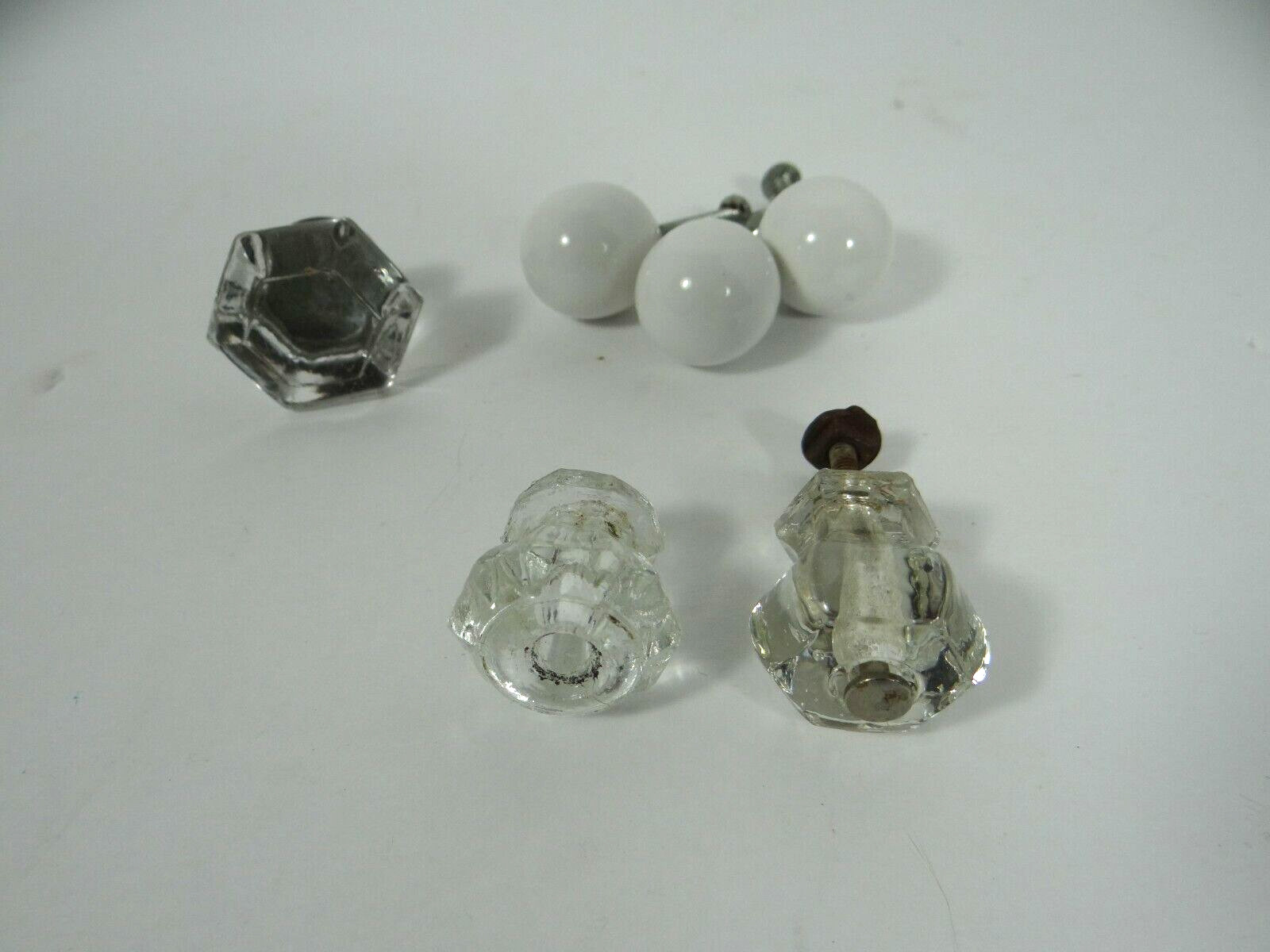 Mixed Lot Vintage Drawer Door Pulls 3 Glass 3 White Porcelain