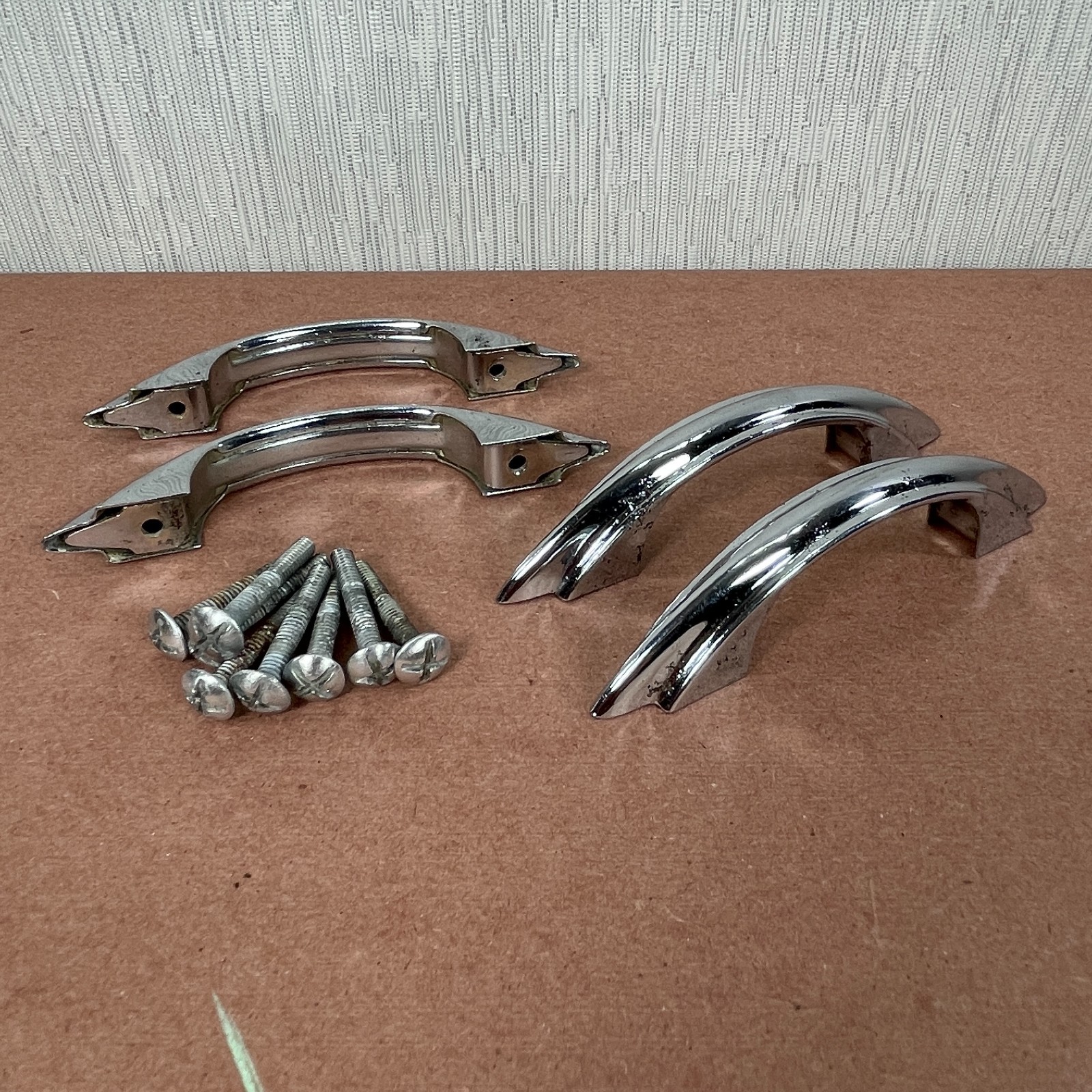 4 Vintage Cabinet Pulls Chrome Plated ( Similar to Youngstown & Amerock E311 )