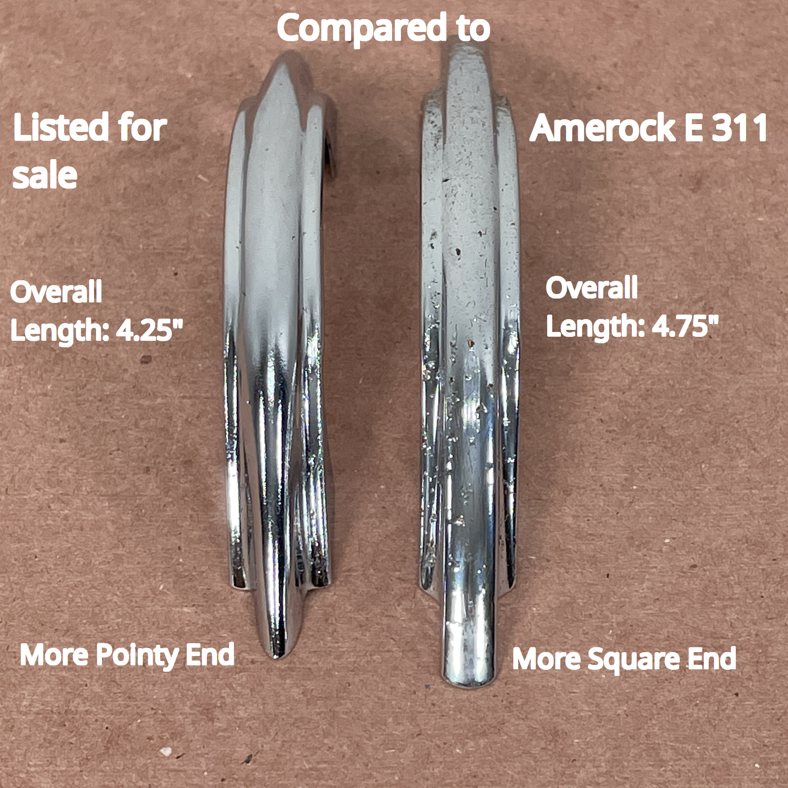 2 Vintage Chrome Cabinet Pulls Drawer ( Similar to Youngstown & Amerock E311 )