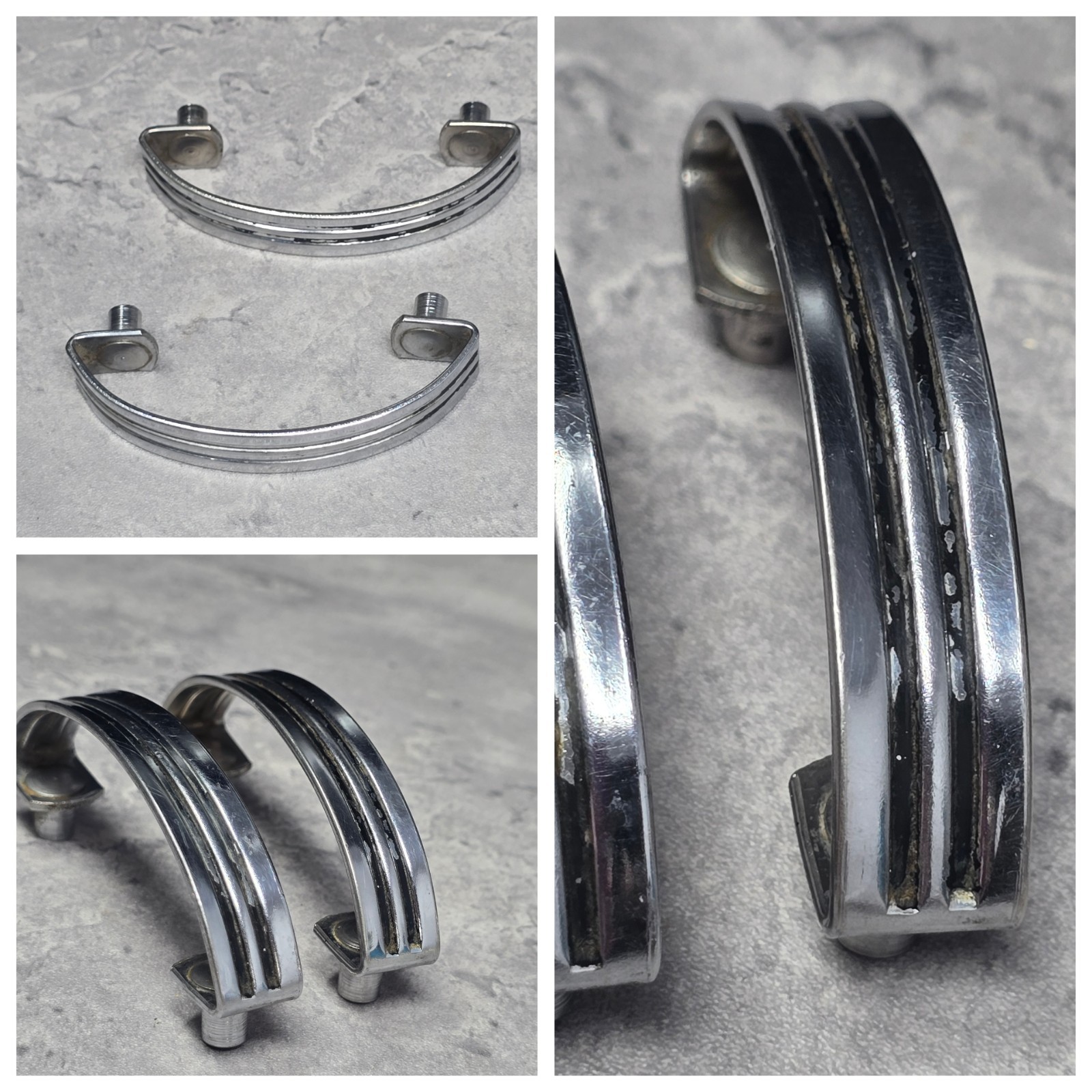 1920s Chrome Drawer Pulls Cabinet Art Deco Architectural Salvage 2.25″ Centers