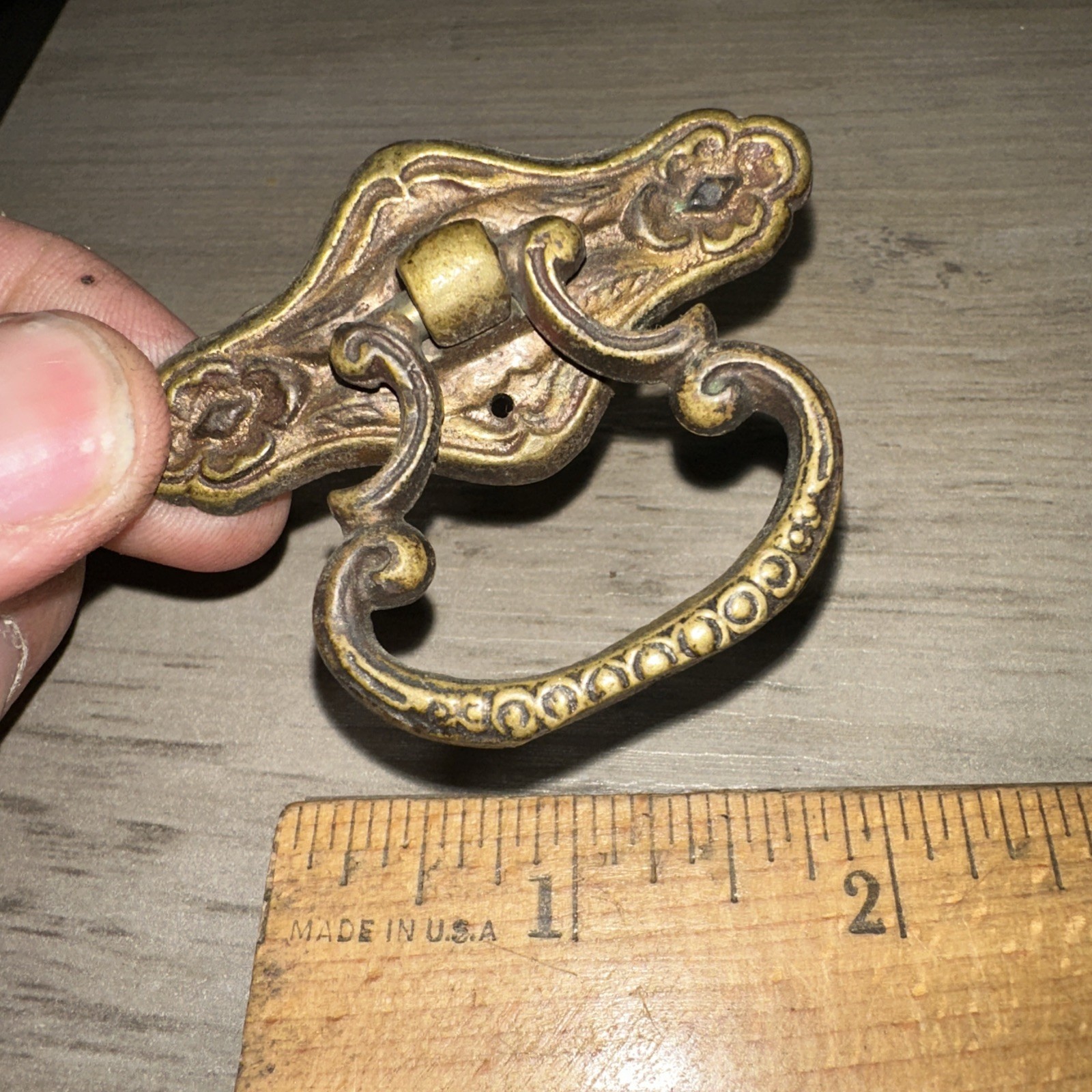 Solid Brass Drop-bail Pull Antique 1800s Ornate Victorian Cabinet Pull