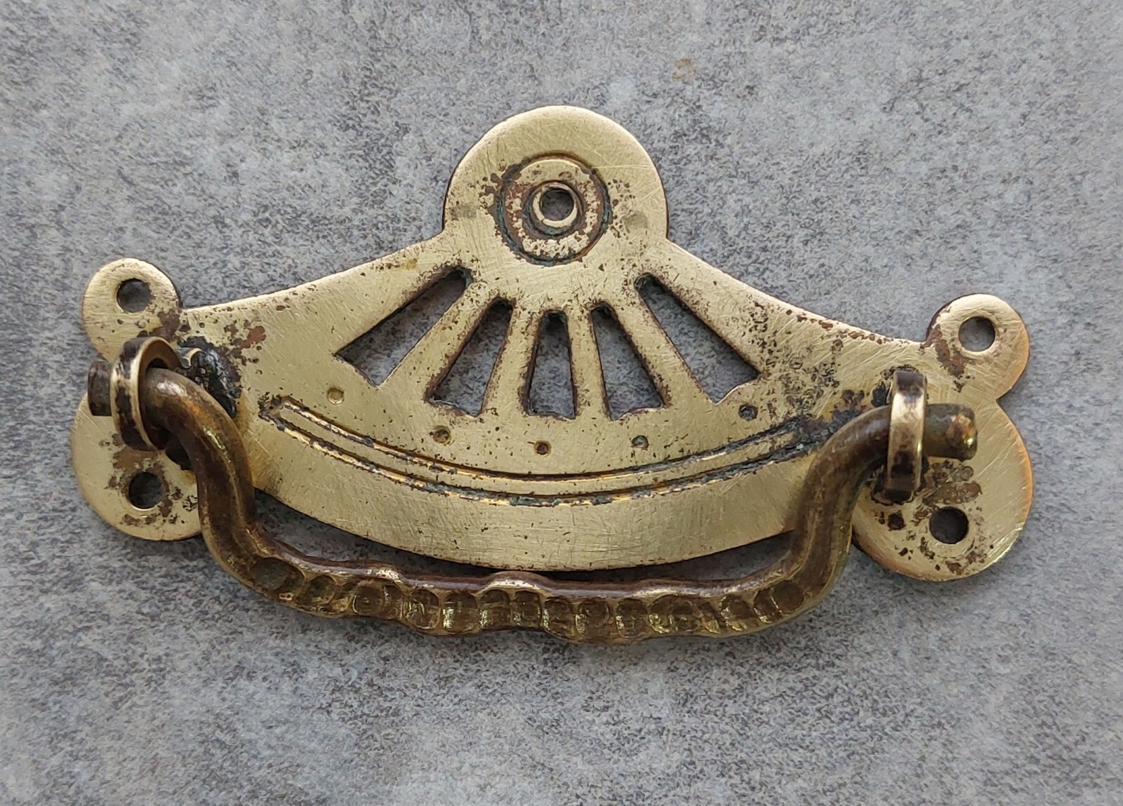 Antique English Brass Drawer Pull c1890 Gold