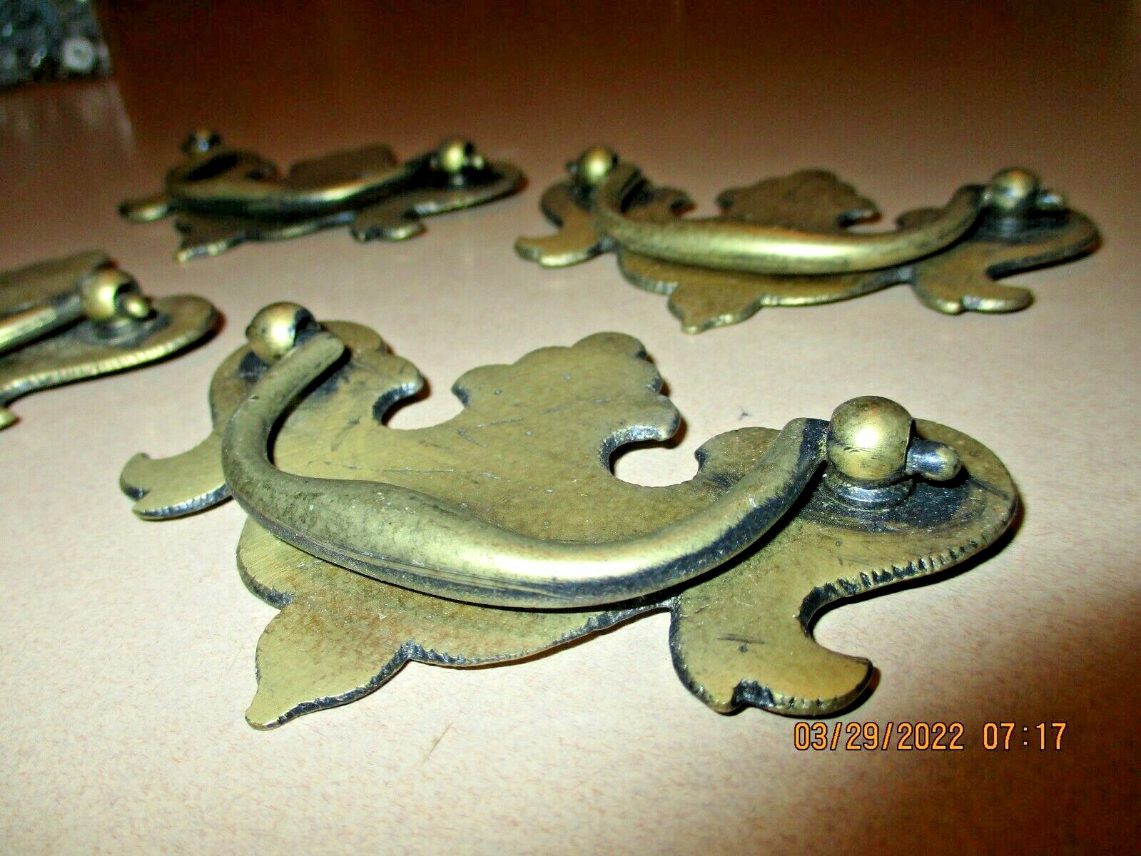 4 – VERY NICE, VINTAGE N.O.S. HEAVY SOLID BRASS DRAWER PULLS – DOOR HANDLES