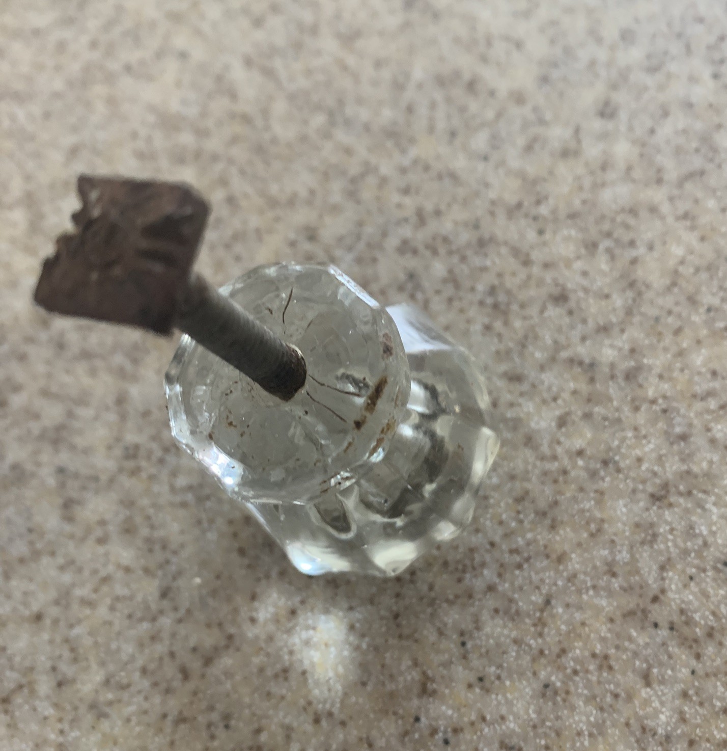 5 Vintage Depression Style 2 Size Hexagon Clear Glass Drawer/ Cabinet Knob Pulls