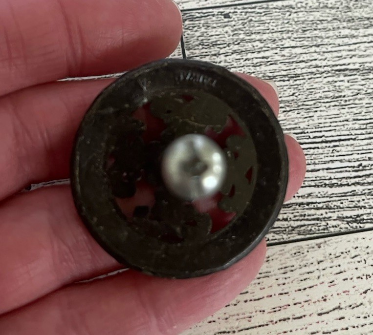 Vintage Floral Brass Door Drawer Cabinet Round Knob Pulls Hardware Lot of 9