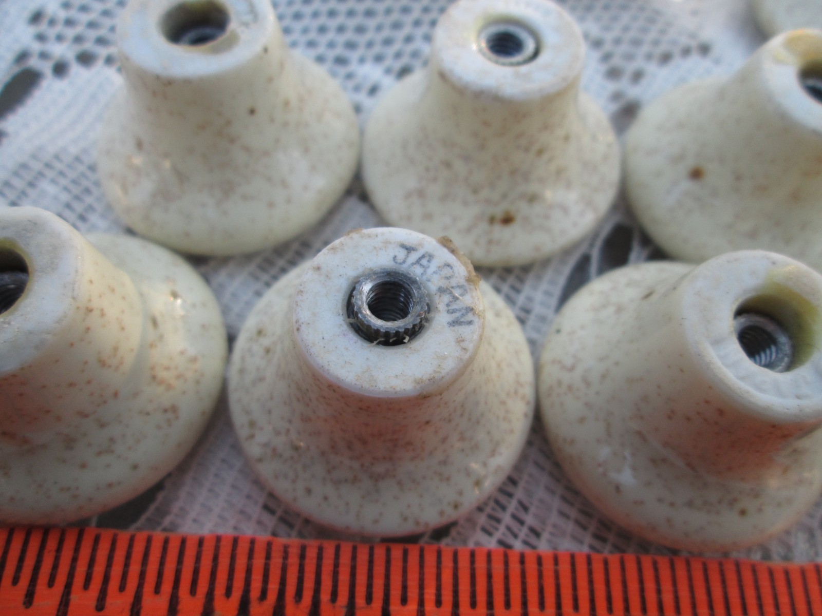 10 Vintage Japan Mushroom Porcelain furniture cabinet Knobs drawer pulls Brown
