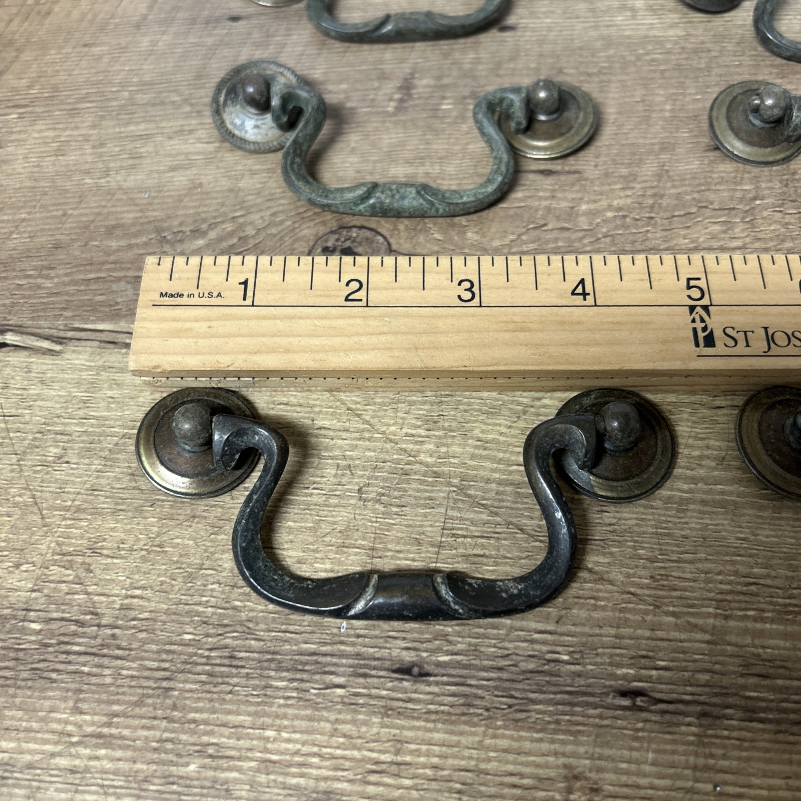 Lot of 8 Vintage Brass Drawer Pulls Swan 3 1/2 inch