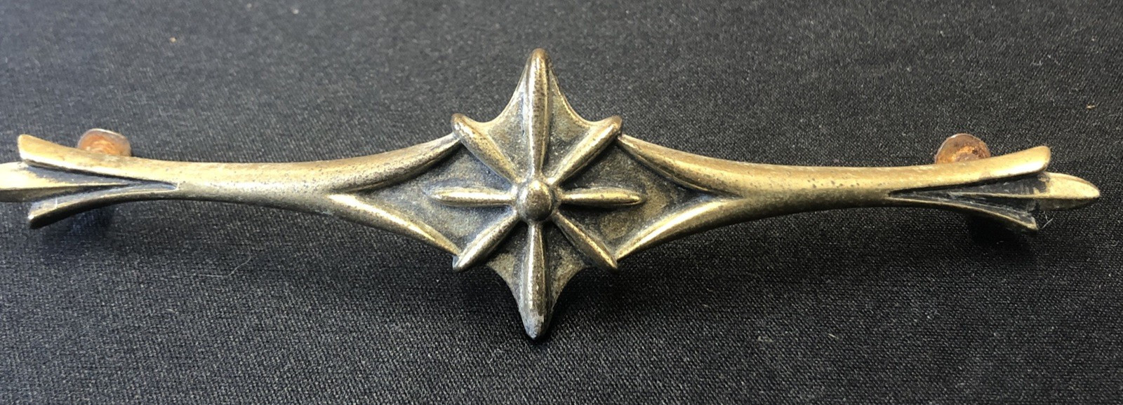 5 Vintage ATOMIC STARBURST MID CENTURY BRASS HANDLES DRAWER PULLS WITH SCREWS