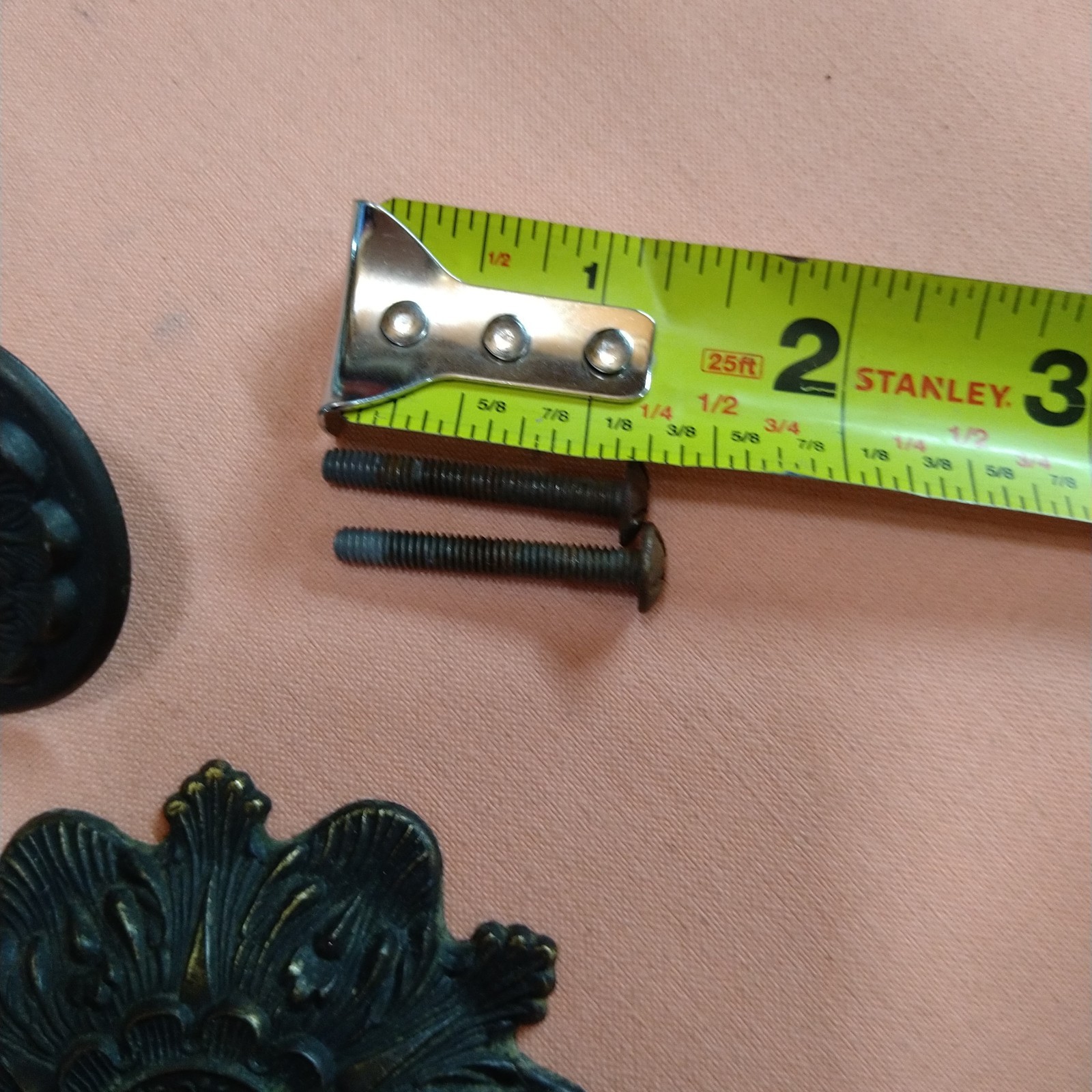 M.C. Co Victorian Cottage Embossed Round Knobs Draw Pulls & Backplates Lot Of 2