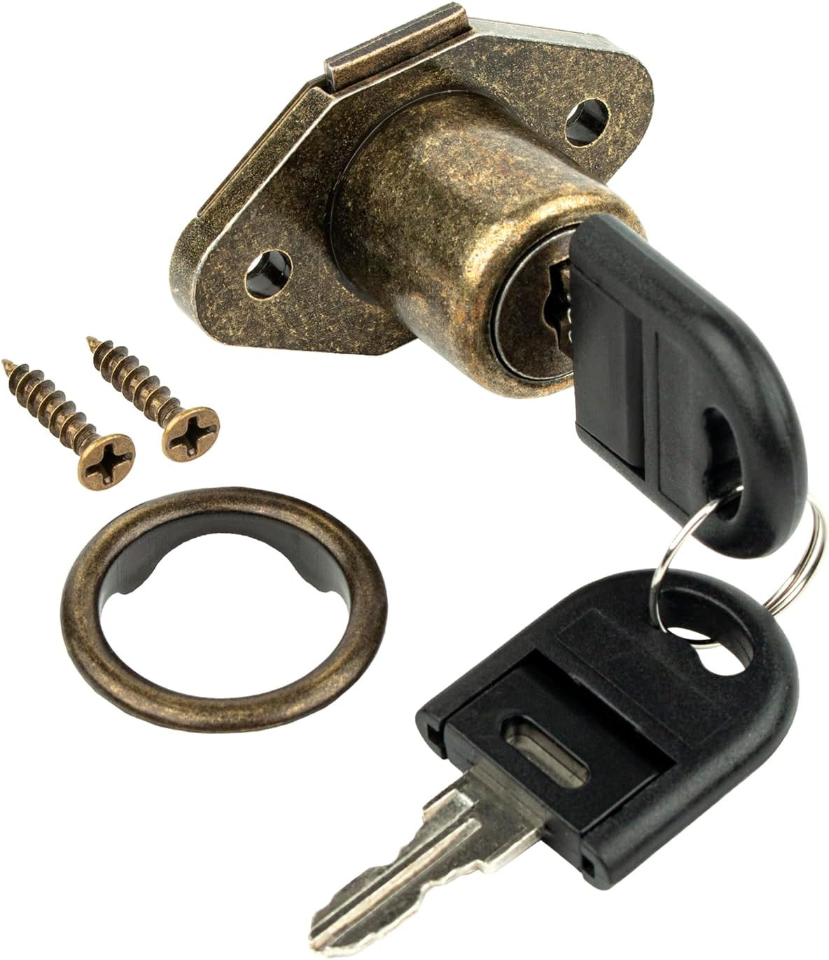Antique Bronze Desk Drawer Lock with Key, for Filing Cabinets | Replacement for