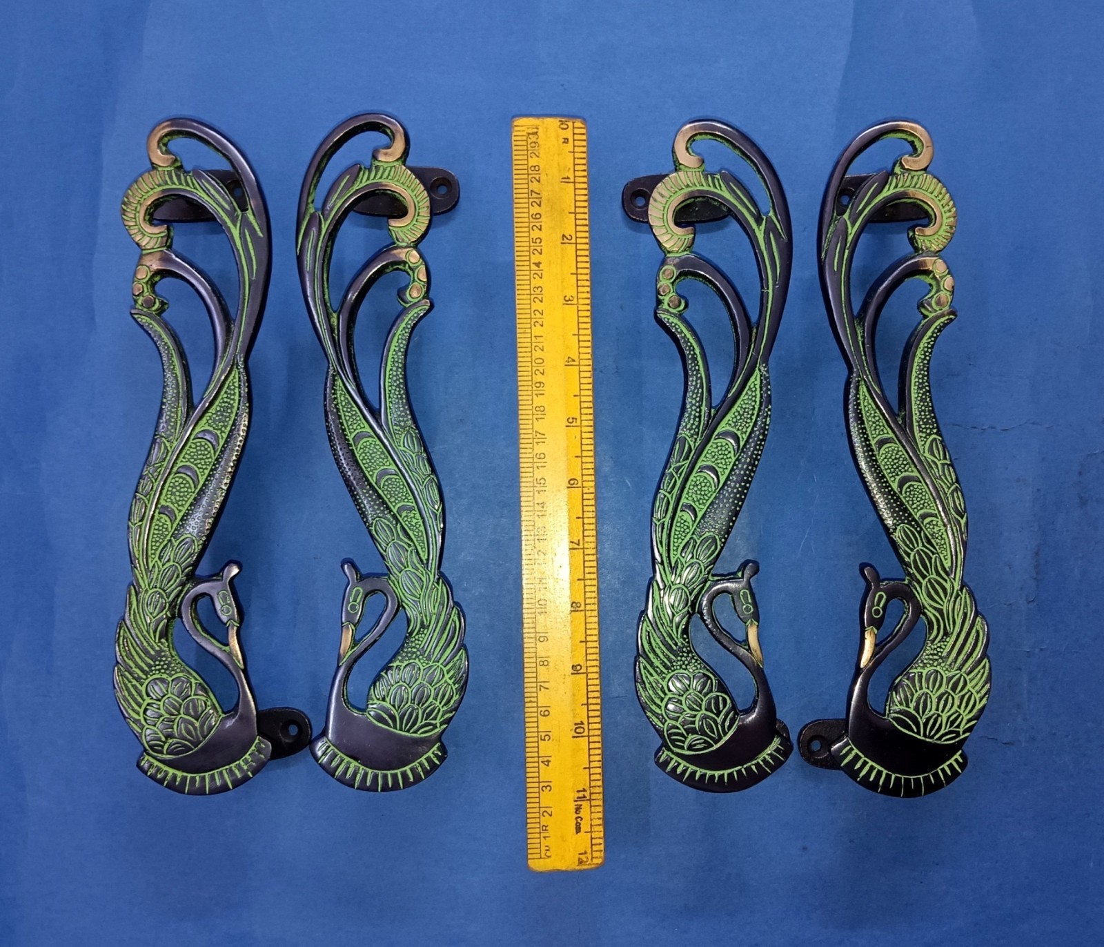 11″ Inches Peacock Door Handle Brass Office Door Puller 02 Sets (4 Pieces) GTX