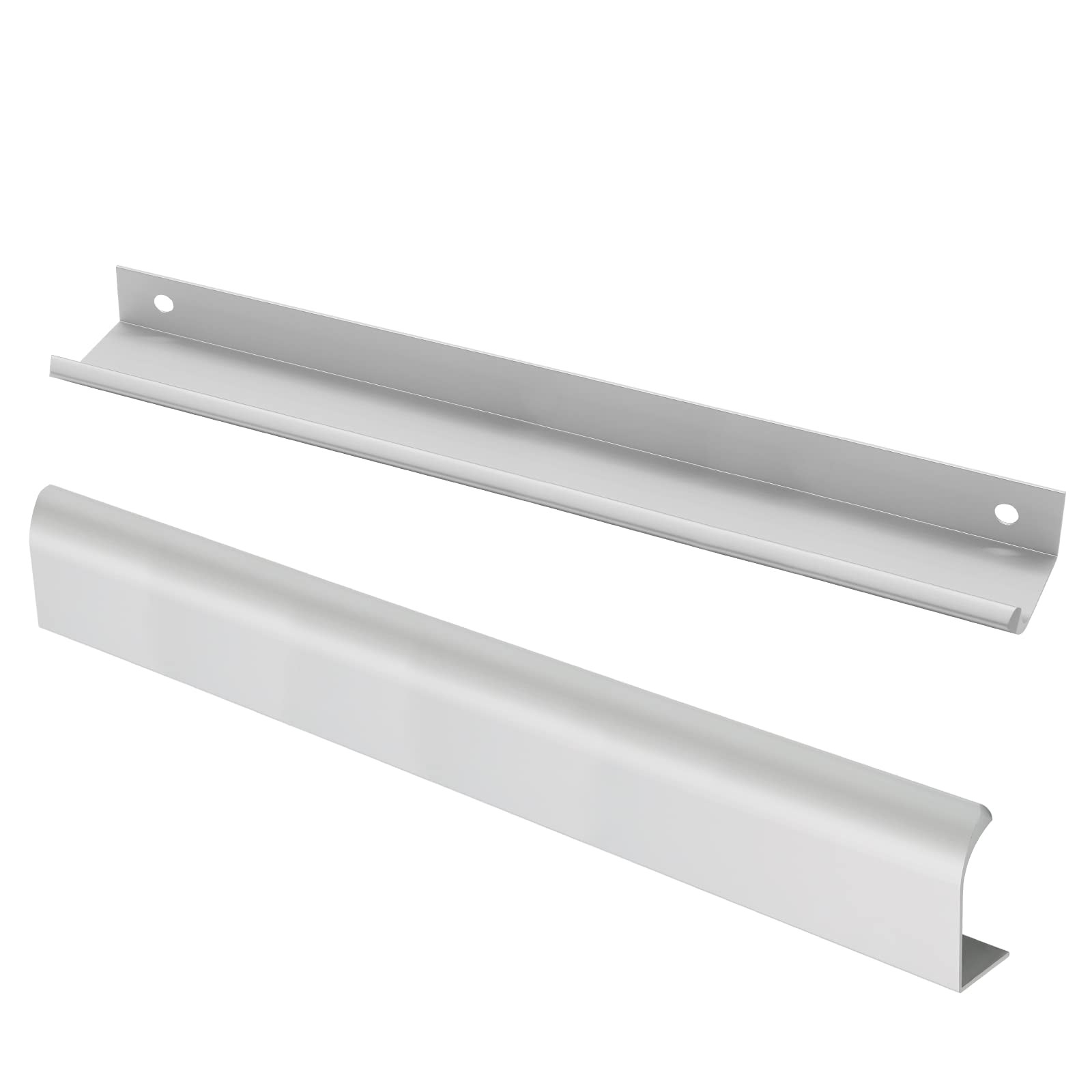 Qjaiune Silver Back Mount Finger Edge Pull 400Mm / 15.7 Aluminum Hidden Handle