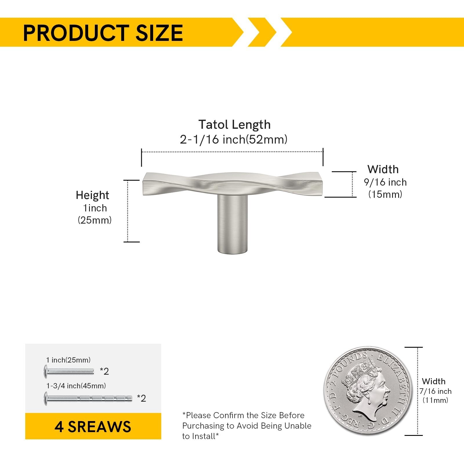 Rergy 10 Pack Brushed Nickel Cabinet Knobs Solid Heavy Duty Zinc Alloy Kitche…