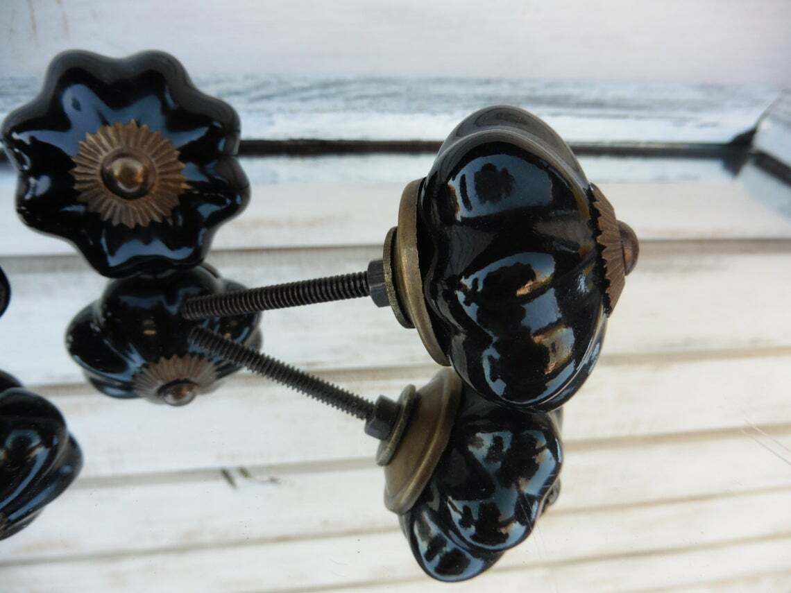 Antique Rustic Drawer Pulls Black Pumpkin Handles Cabinets Door Knob