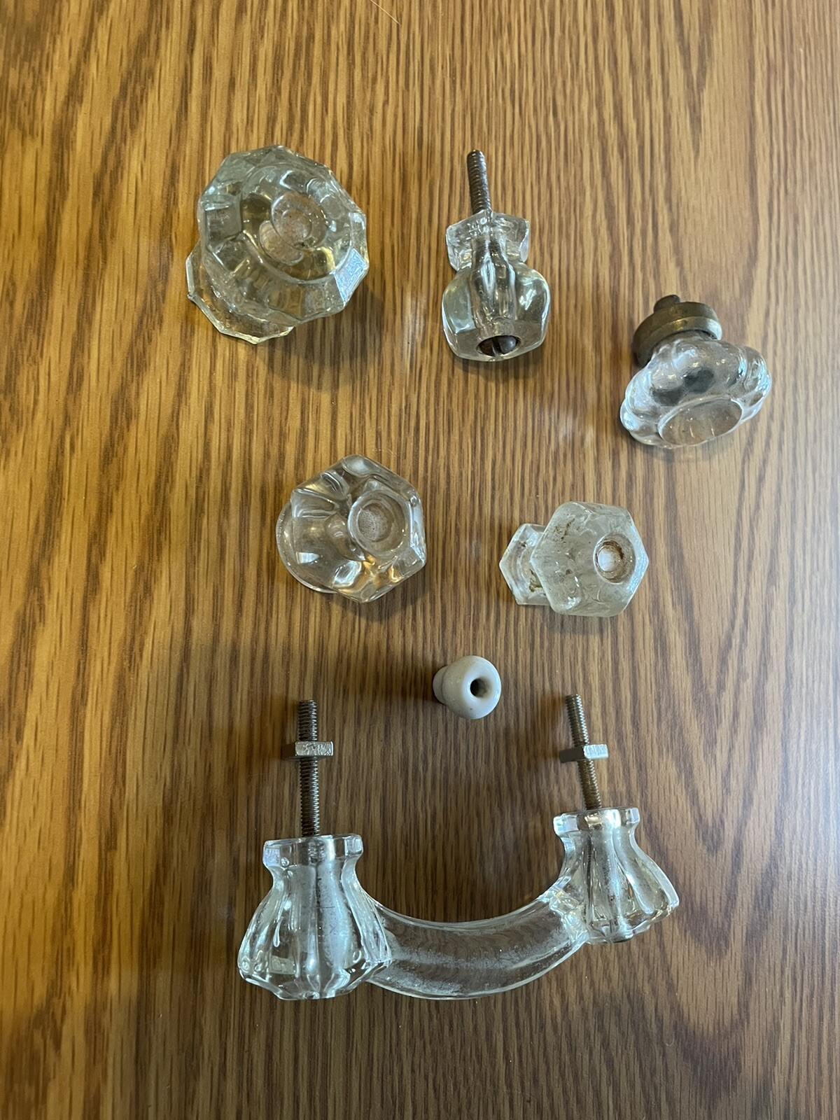 Assorted Vintage Glass Knobs And Glass Pull Big Lot