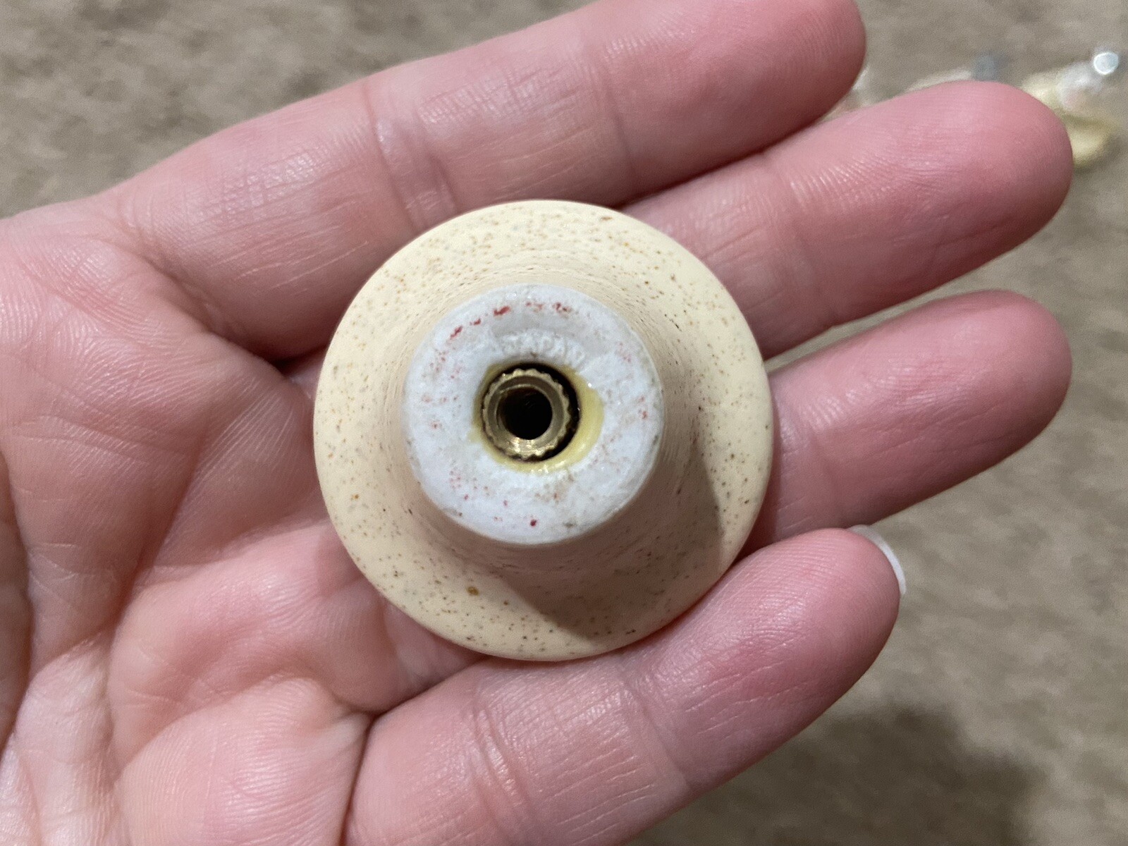 Vintage Speckled Mushroom Drawer Knobs Insert & Screws 2 Sizes Lot of 4 Japan