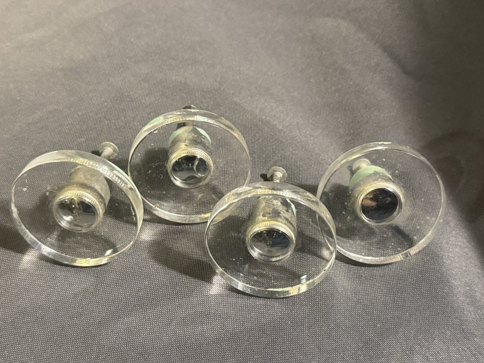 Lot of 4 Vintage Salvage Mid Century MCM Lucite Drawer Pull Knobs