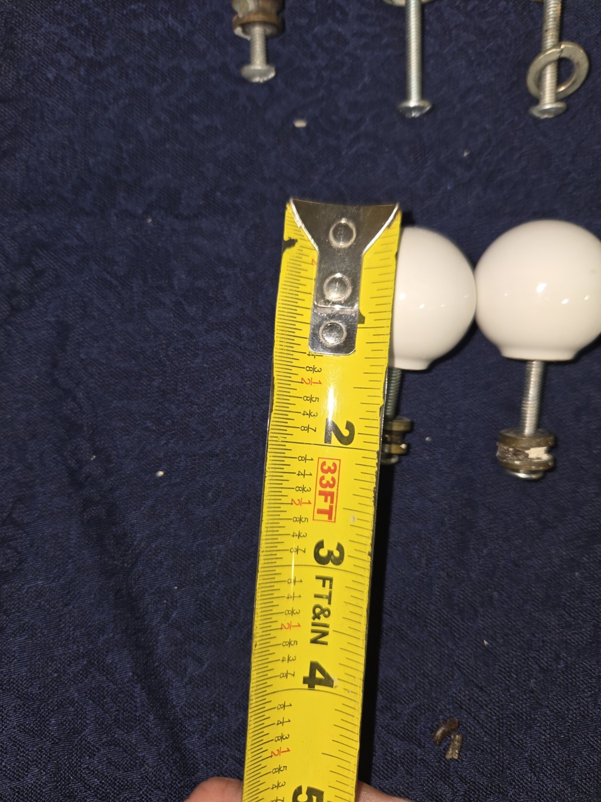 Vintage Porcelain & Brass 1-1/4″ White Round Ball Cabinet Door Drawer Pulls
