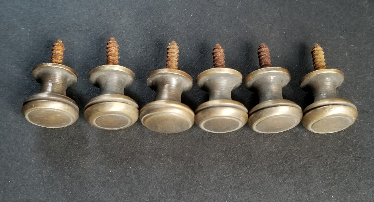 6 Solid Brass SMALL Stacking Barrister Bookcase 1/2″dia Knobs drawer Pulls #K18