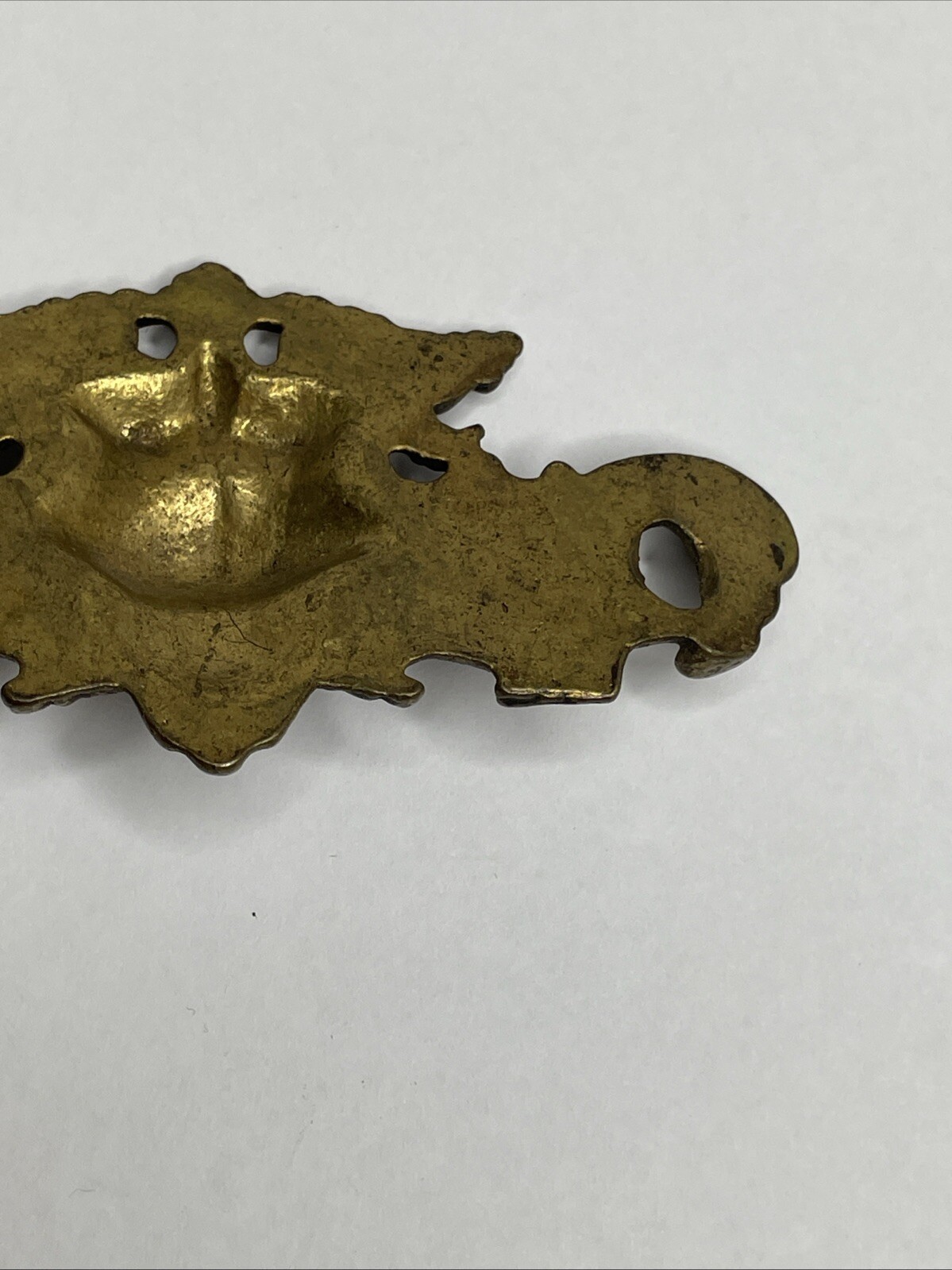 Antique Old Man Wind Winter Heavy Brass Drawer Pull Back Plate