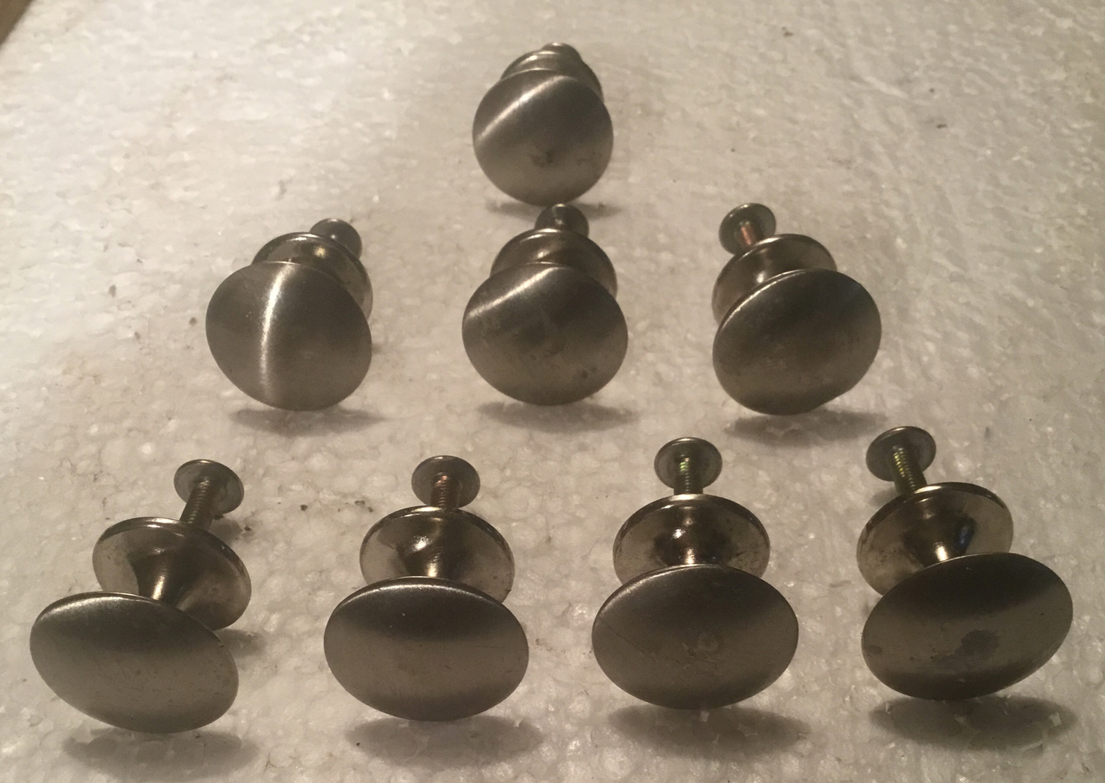 8 Brushed Nickel 3/4” Diameter Single Screw Mount Draw Pulls Handles Knobs