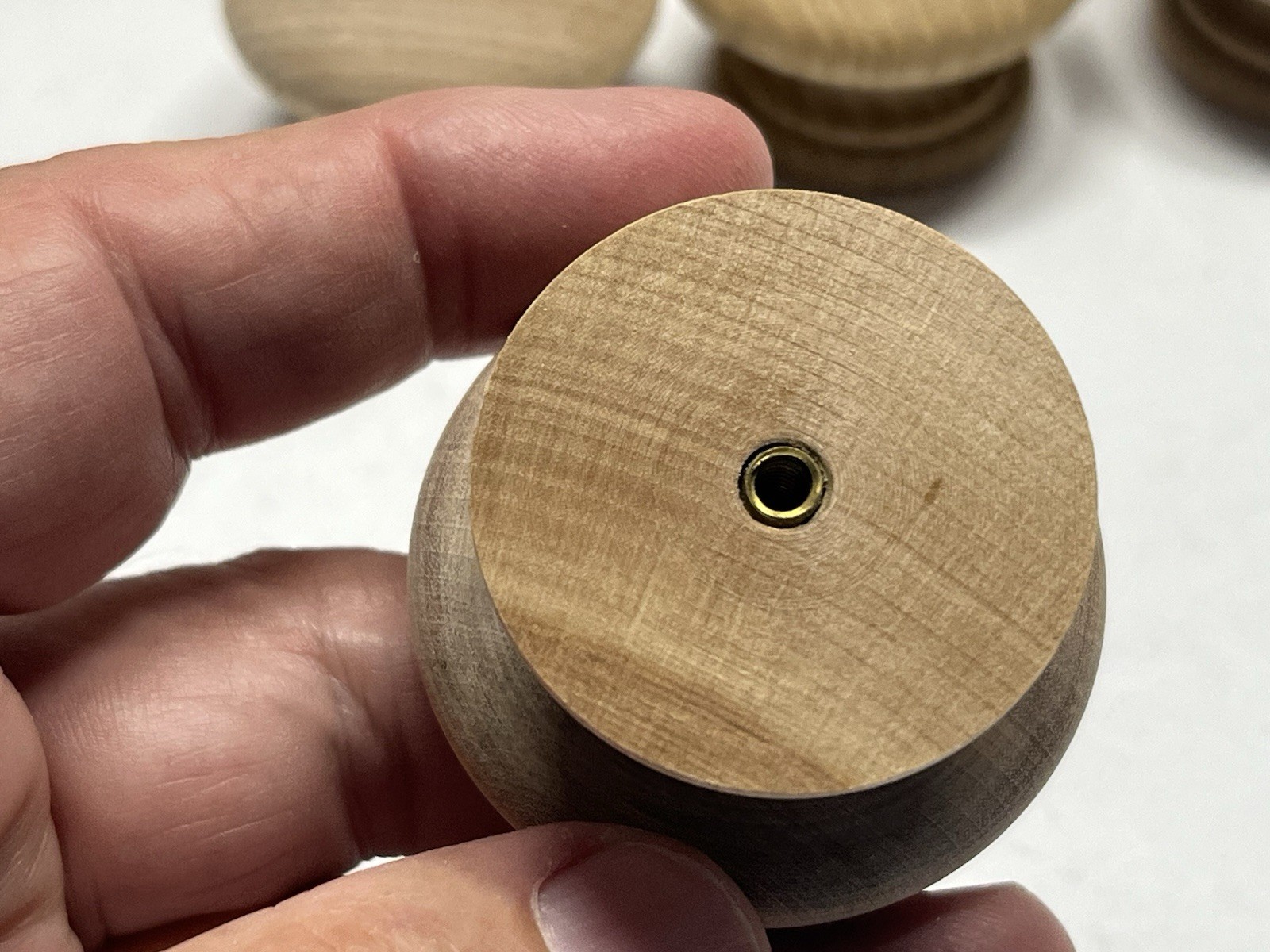 Vintage Lot (12) NOS Round Natural/Unfinished Fixed Wood Drawer/Cabinet Knobs