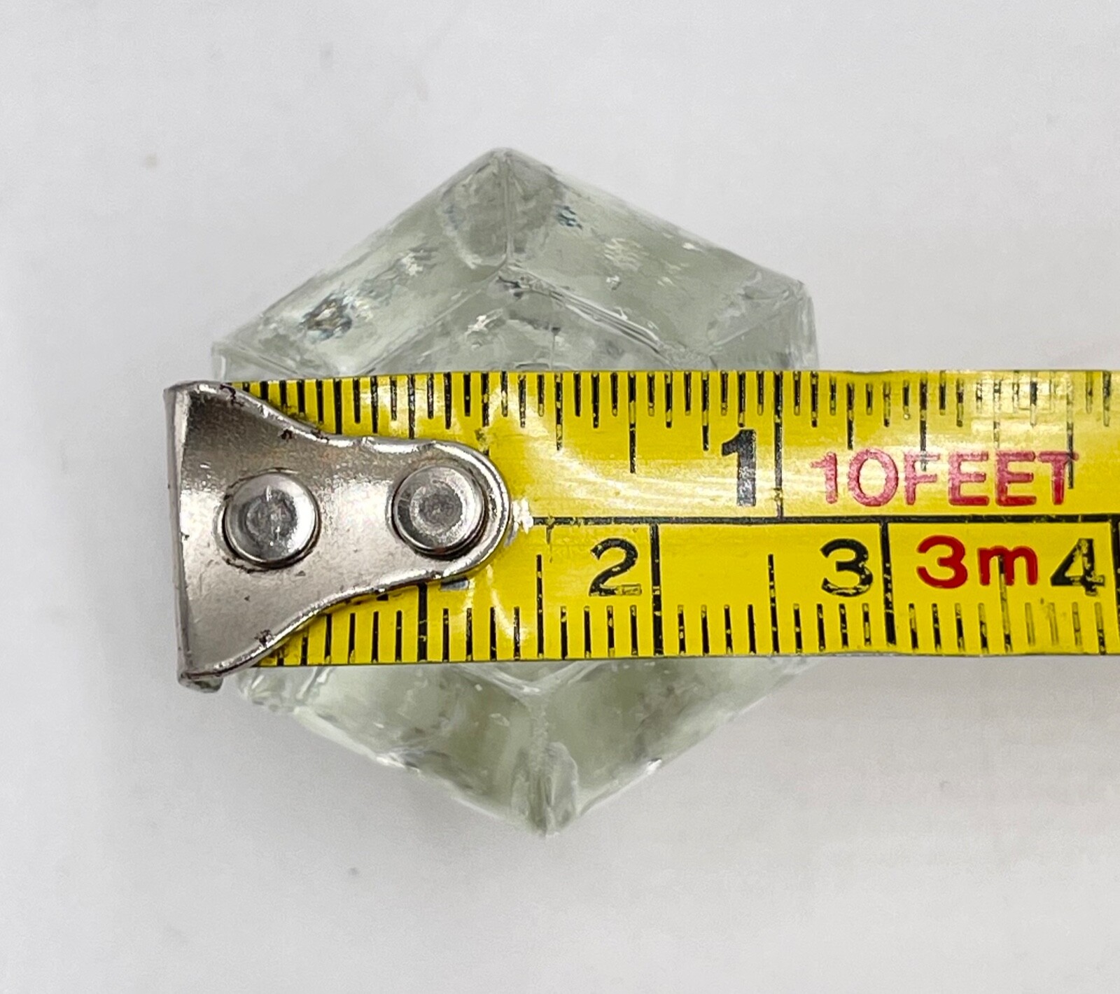 Lot of 5 Vintage Clear Glass 6-Sided Cabinet Pulls / Drawer Knobs, Small Hex Top