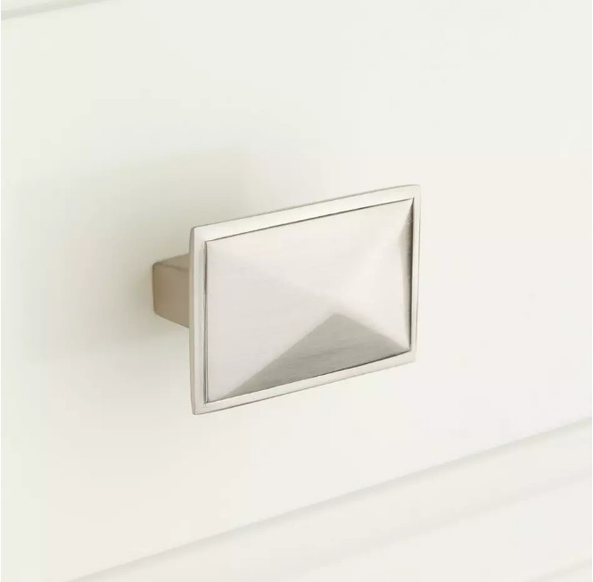 Signature Hardware Levitt Solid Brass Rectangular Cabinet Knob-Brushed Nickel