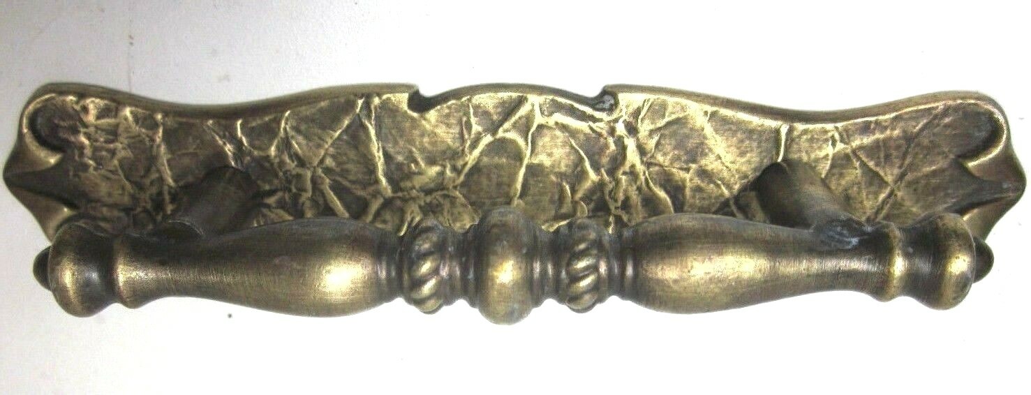 Amerock 176 Carriage 1971 Dark Hammered Brass Pull Handle & Backplate 3″ Centers